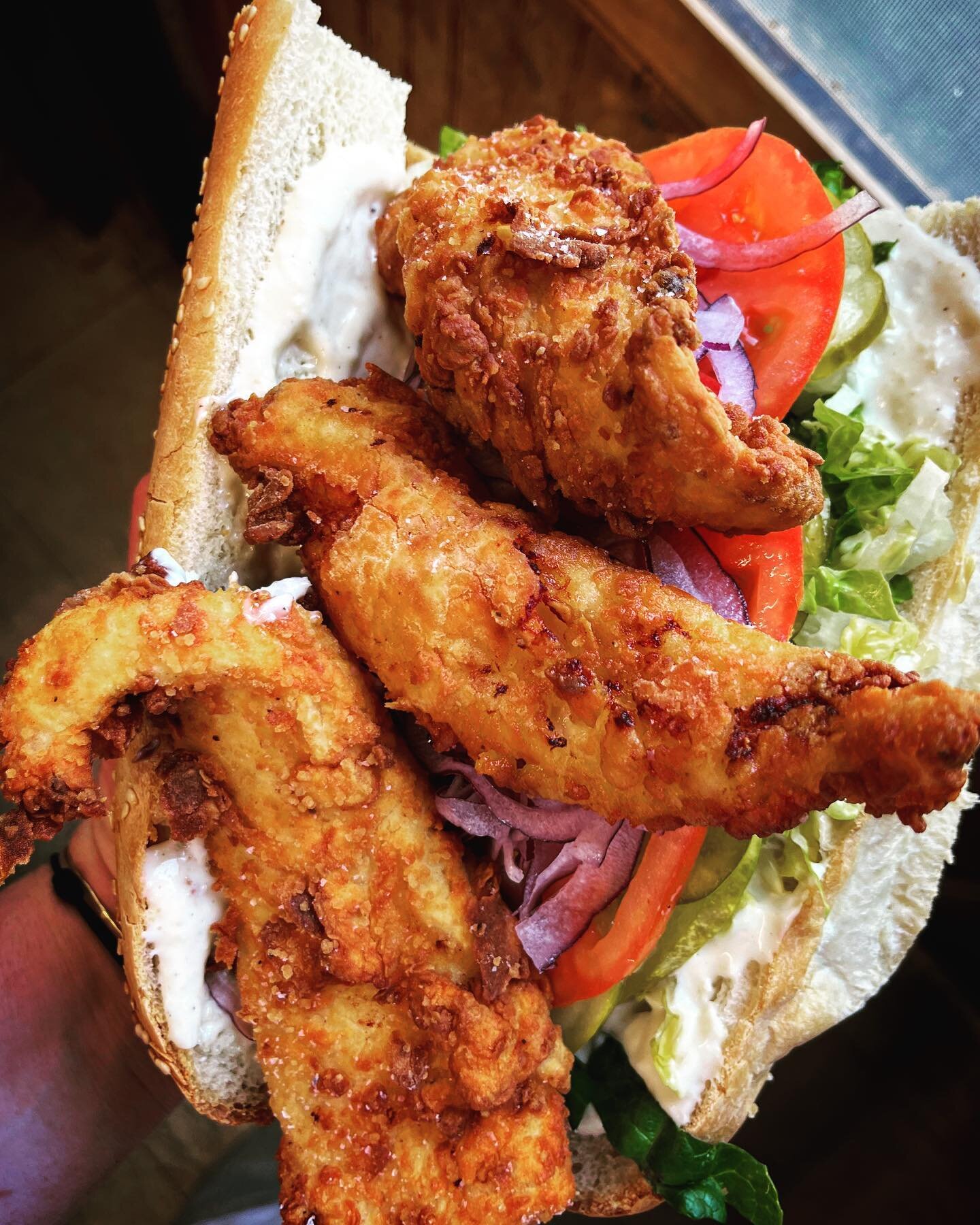 Chicken finger sub on special&hellip; don&rsquo;t worry, we tuck them in. 
Schedule update- we are open til 8pm tues-fri. (Still shutting it down at 3 on Saturdays for now.). Love you! 😗😗