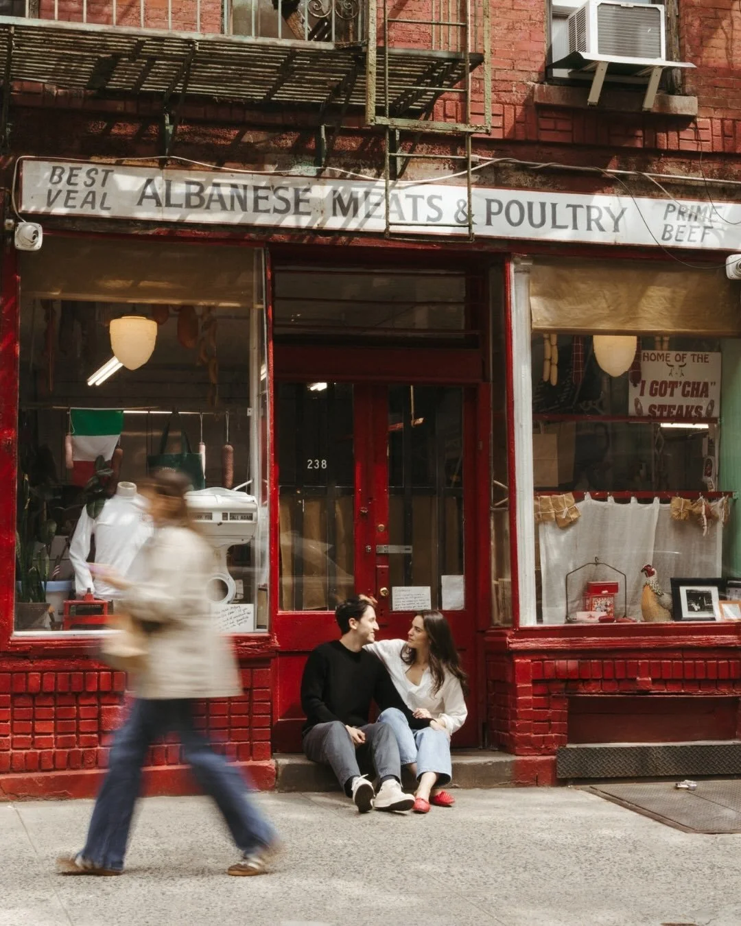a stroll through some neighborhood faves with T&amp;P 🤍🥩🍸
.
.
.
🏷️New York City documentary wedding, engagement and Elopement photographer #nycphotographer #nycweddingphotographer #nycengagementphotographer #nycelopementphotographer
