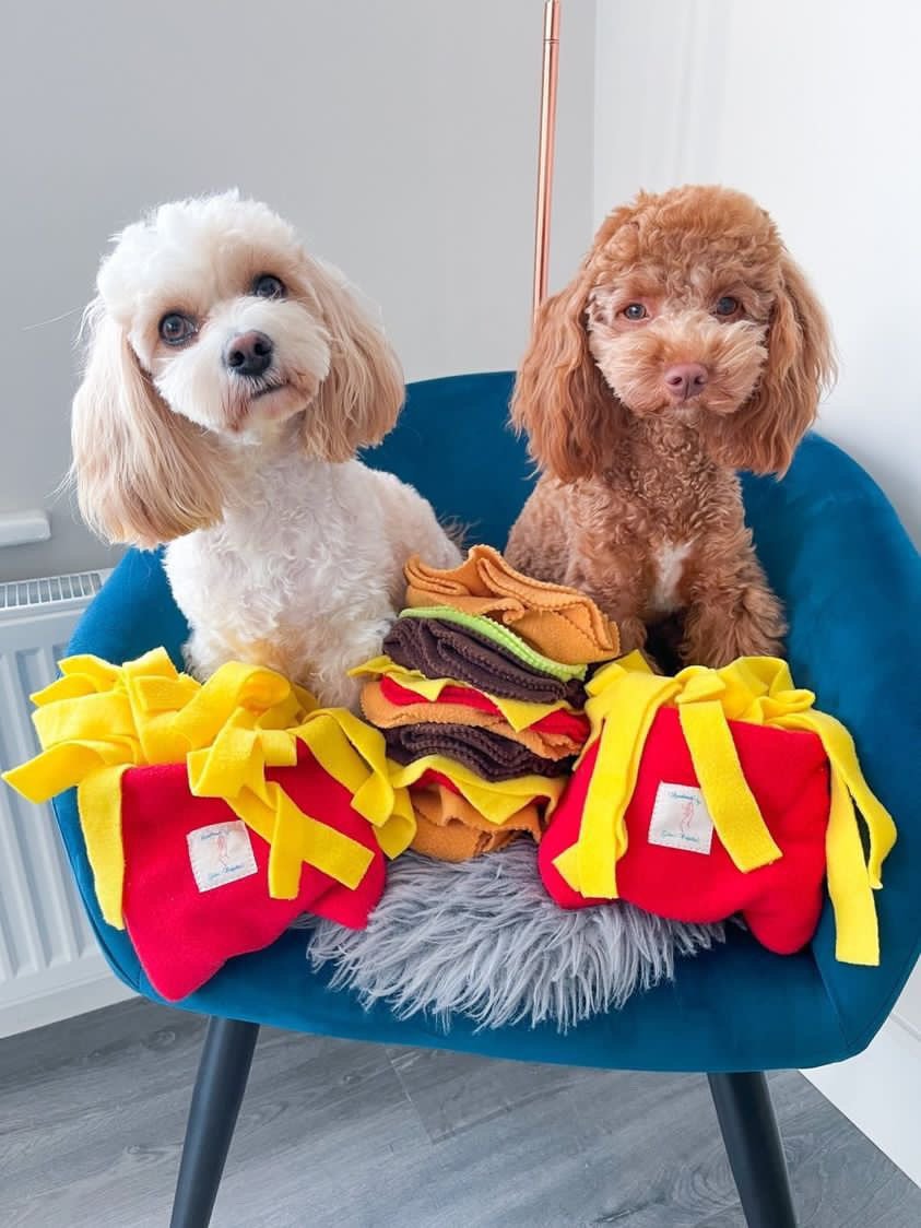 snuffle bag Snuffle ball an interactive dog toy for mental stimulation, handmade slow feeder made in Ireland making the perfect local Christmas gift
