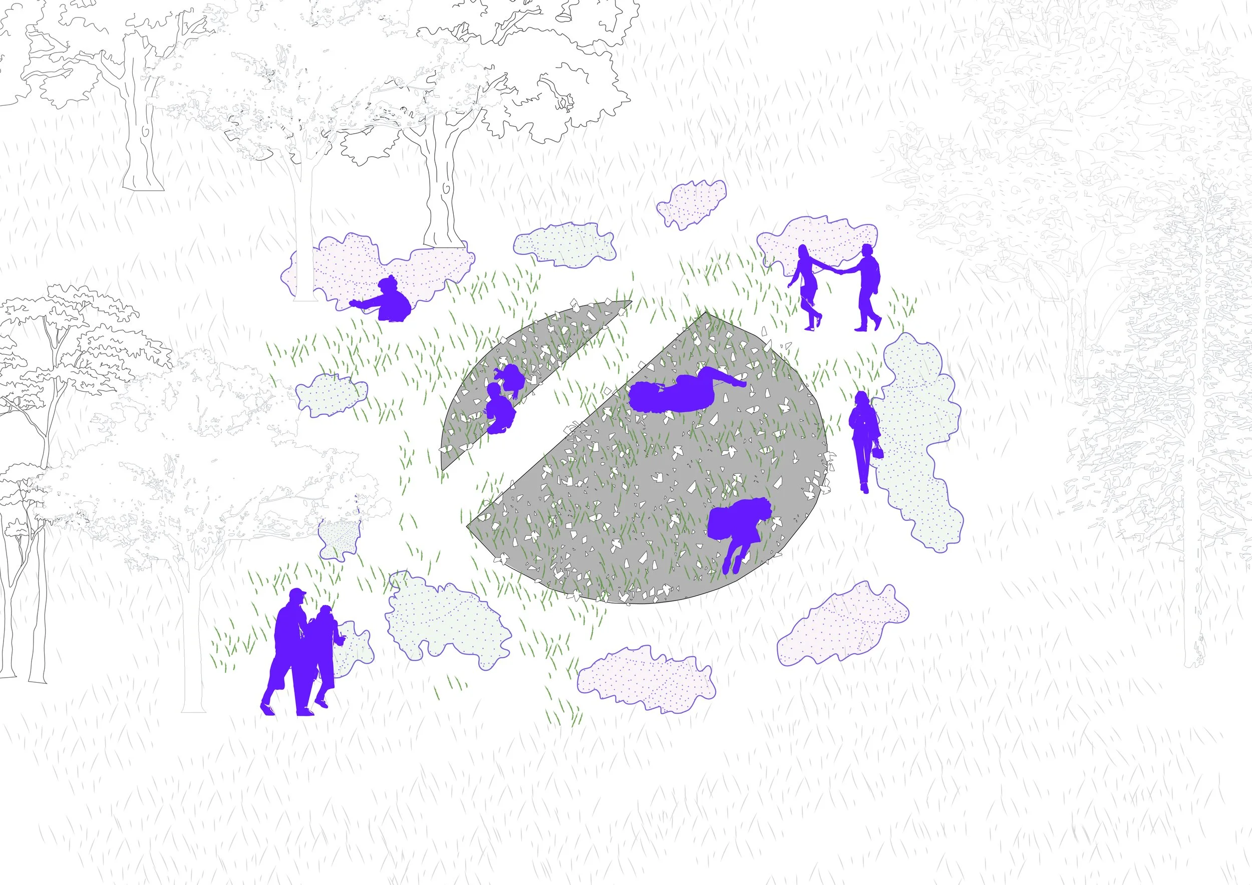 Facilement démontable, le retour à l’état initial de la terre compressée et le réemploi des briques concassées réamorcent la renaturation.