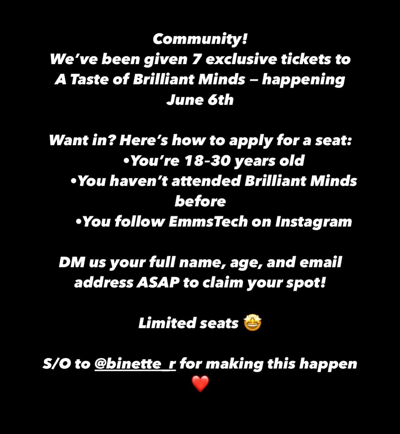 ✨For women of color in our community ages 18-30:  DM with age and email to claim your ticket. Don&rsquo;t forget to follow us!