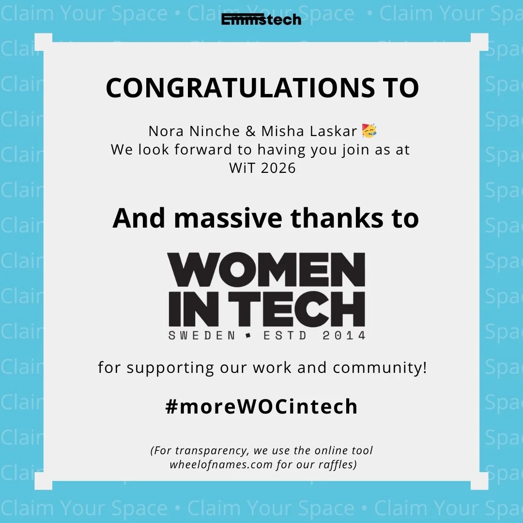 Drumrolls 🥁 

Congratulations to the two lucky winners @tiiramishu and @aronin923 who will be joining us at the Women in Tech conference on April 22nd in Stockholm 🤩 

Massive s/o to our dear friends at @witsweden for continuing to back our mission
