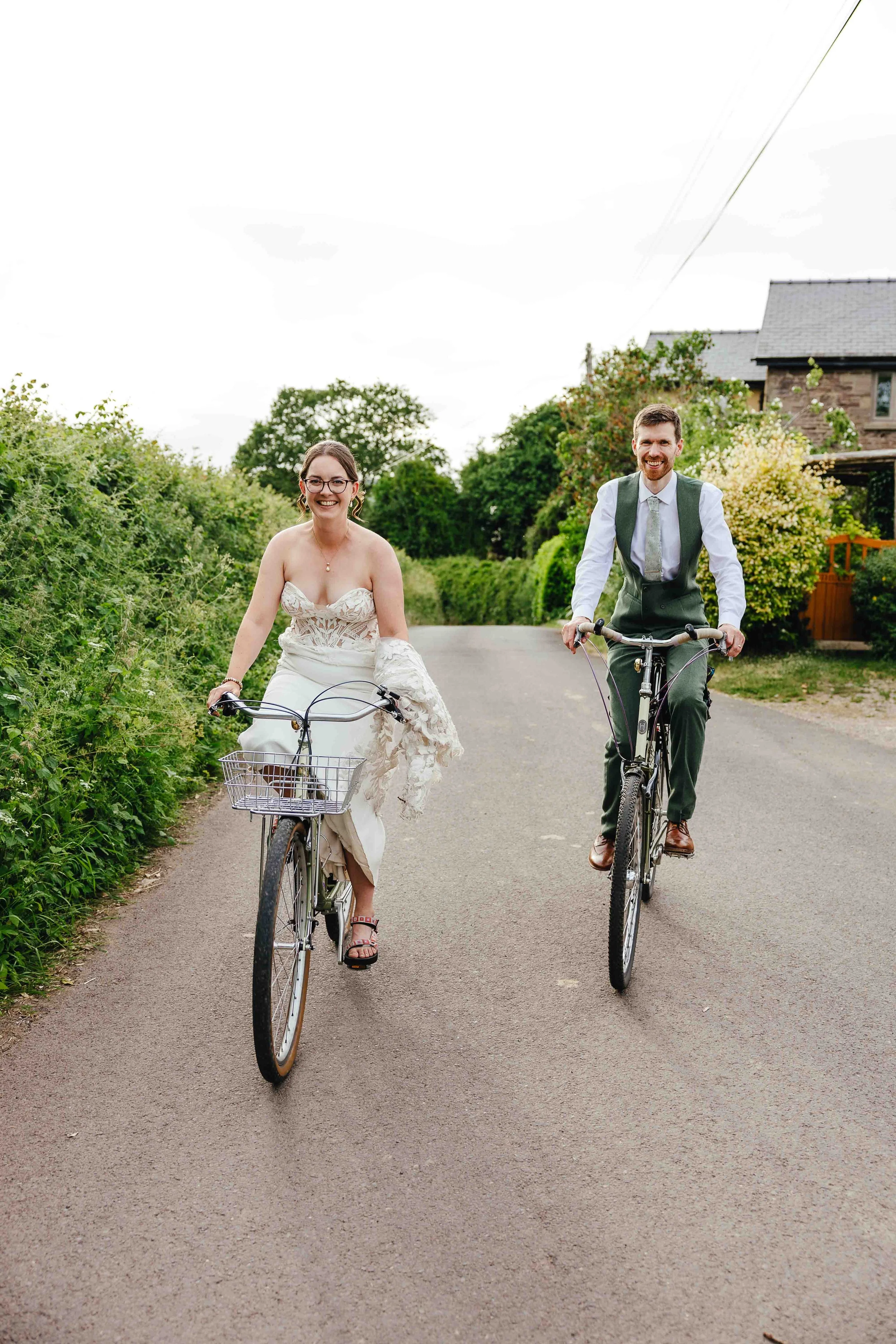 Bride and Groom on bike