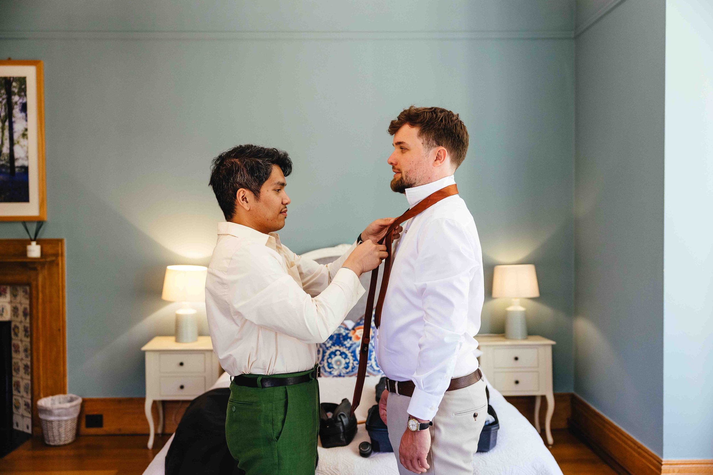 Groom prep at Coombe Lodge
