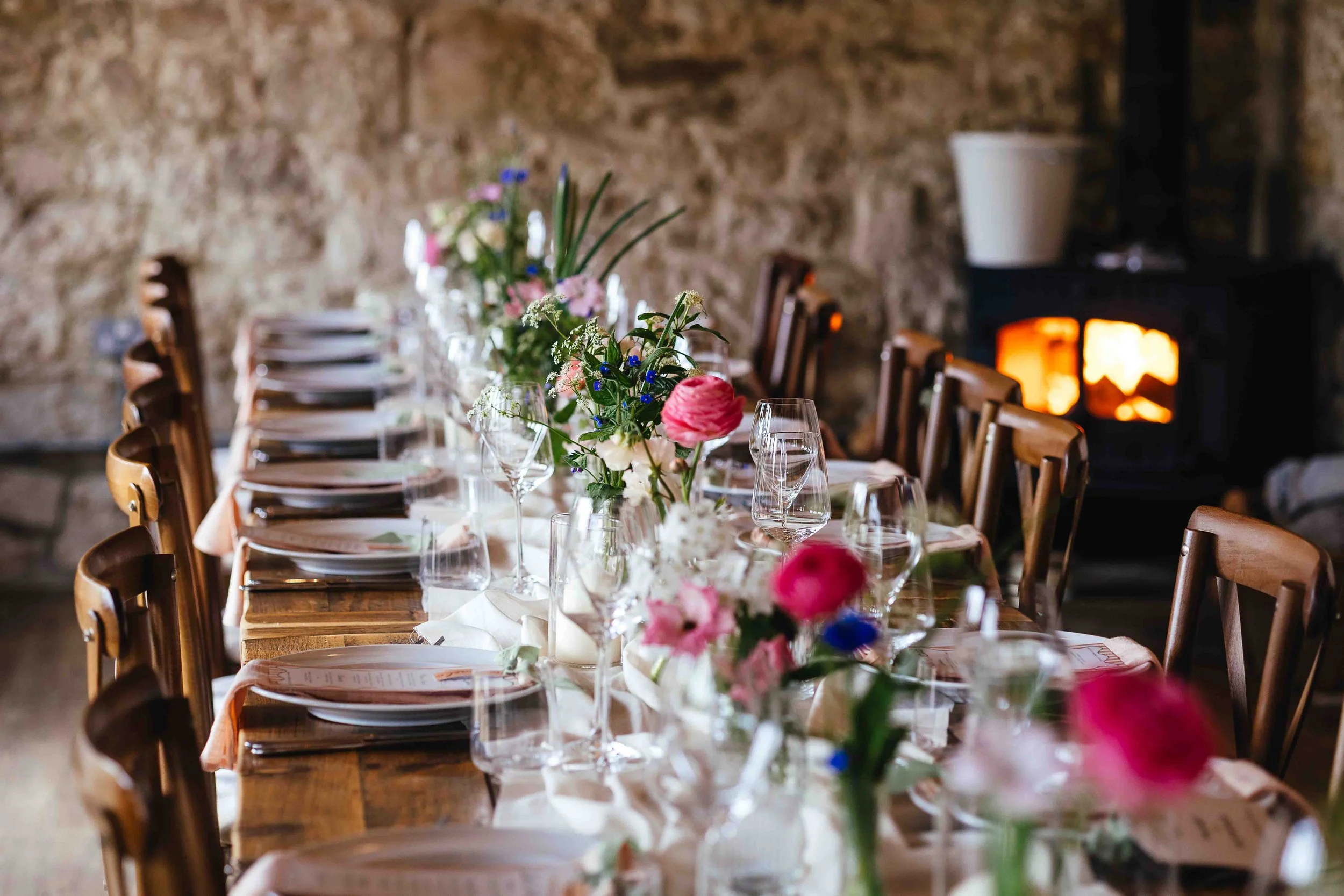 Table layout at wedding at Deer Park Barn, Fonthill Estate