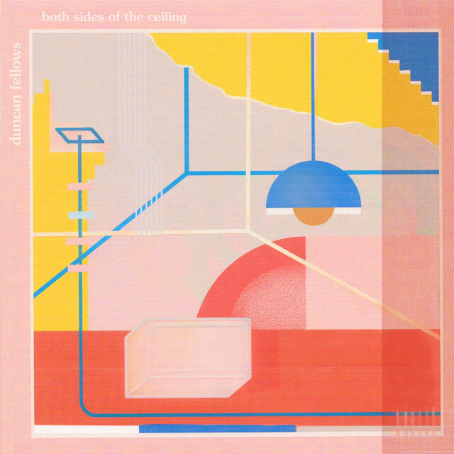 Abstract art of a table with an overhead lamp