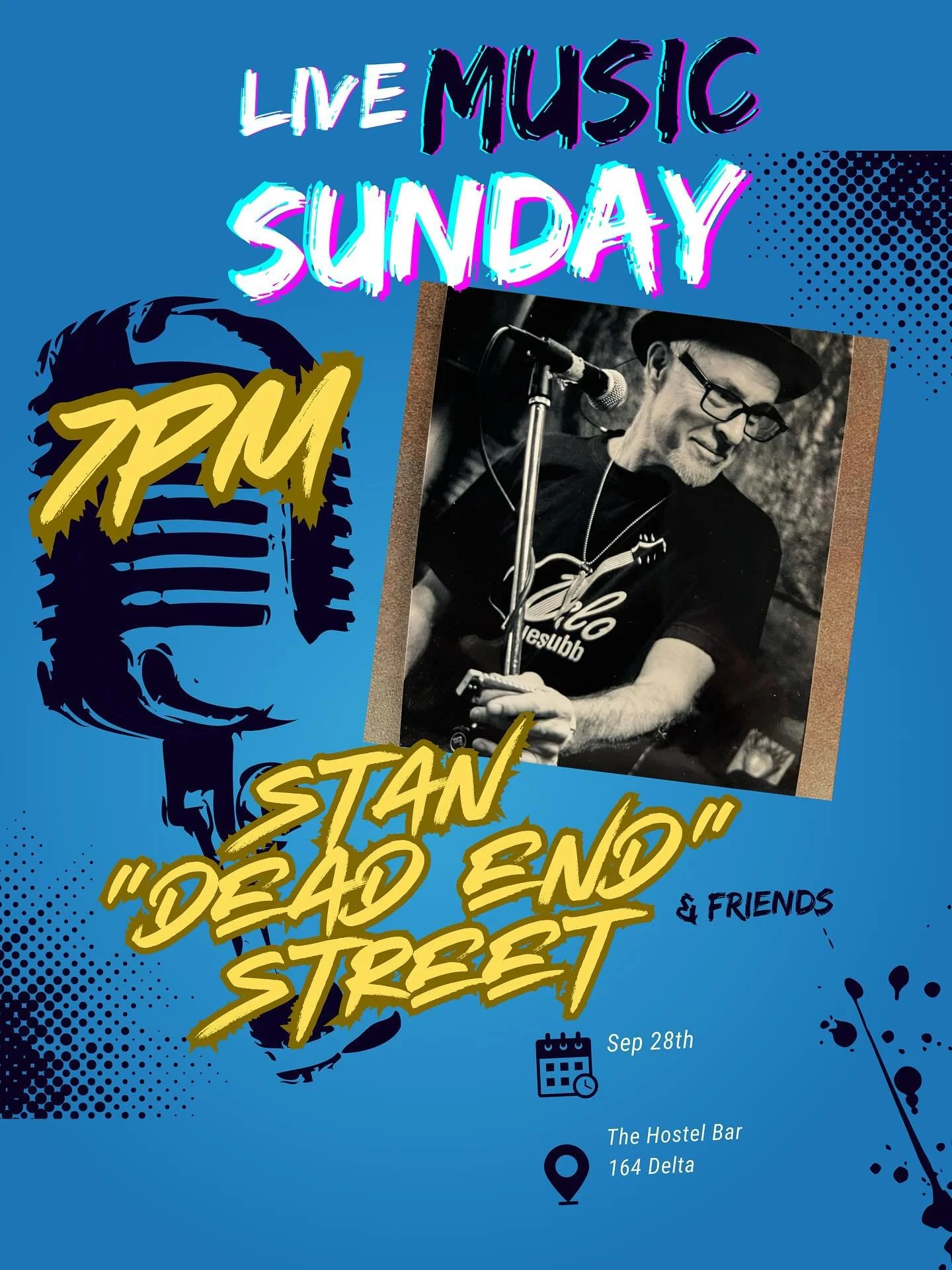 Live Music Sundays at the Hostel.  Music at 7, bar opens at 6.  #visitclarksdale #worldpackers #budgettravel #hostelworld #hostelgeeks #music