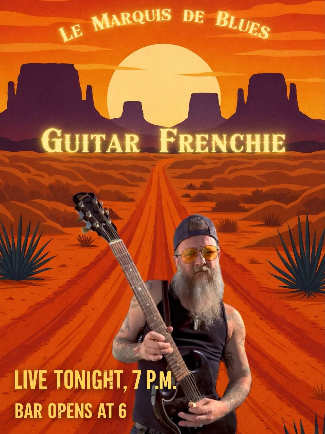 Got our man back from France tonight at 7!  Bar at 6.  Come see the Marquis! #visitclarksdale