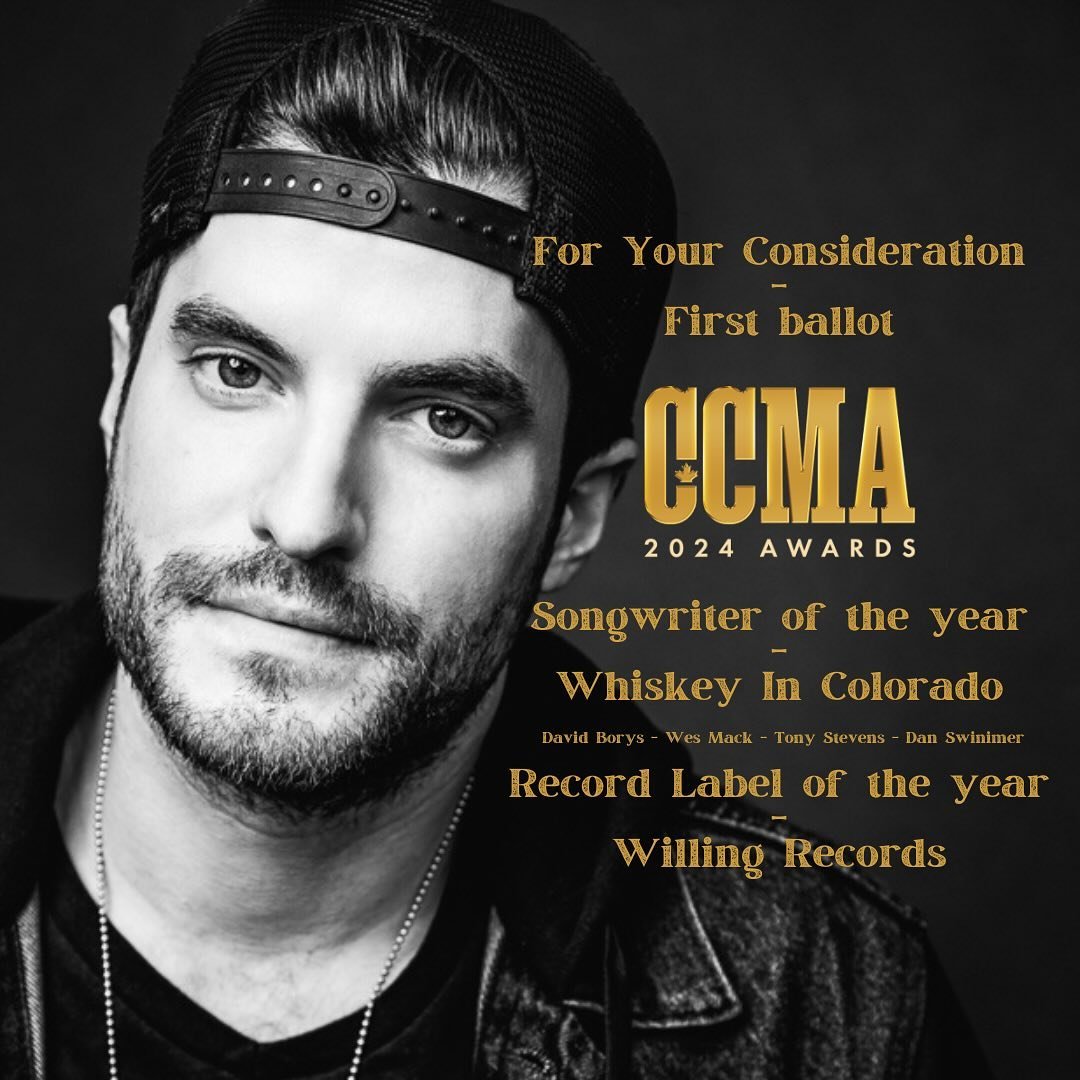 Writing songs is the dream, being recognized for them is an honour. Please consider &ldquo;Whiskey In Colorado&rdquo;and @willingrecords for these categories for the 2024 CCMA Awards.

#countrymusic #ccma2024 #edmonton #yeg #songwriter