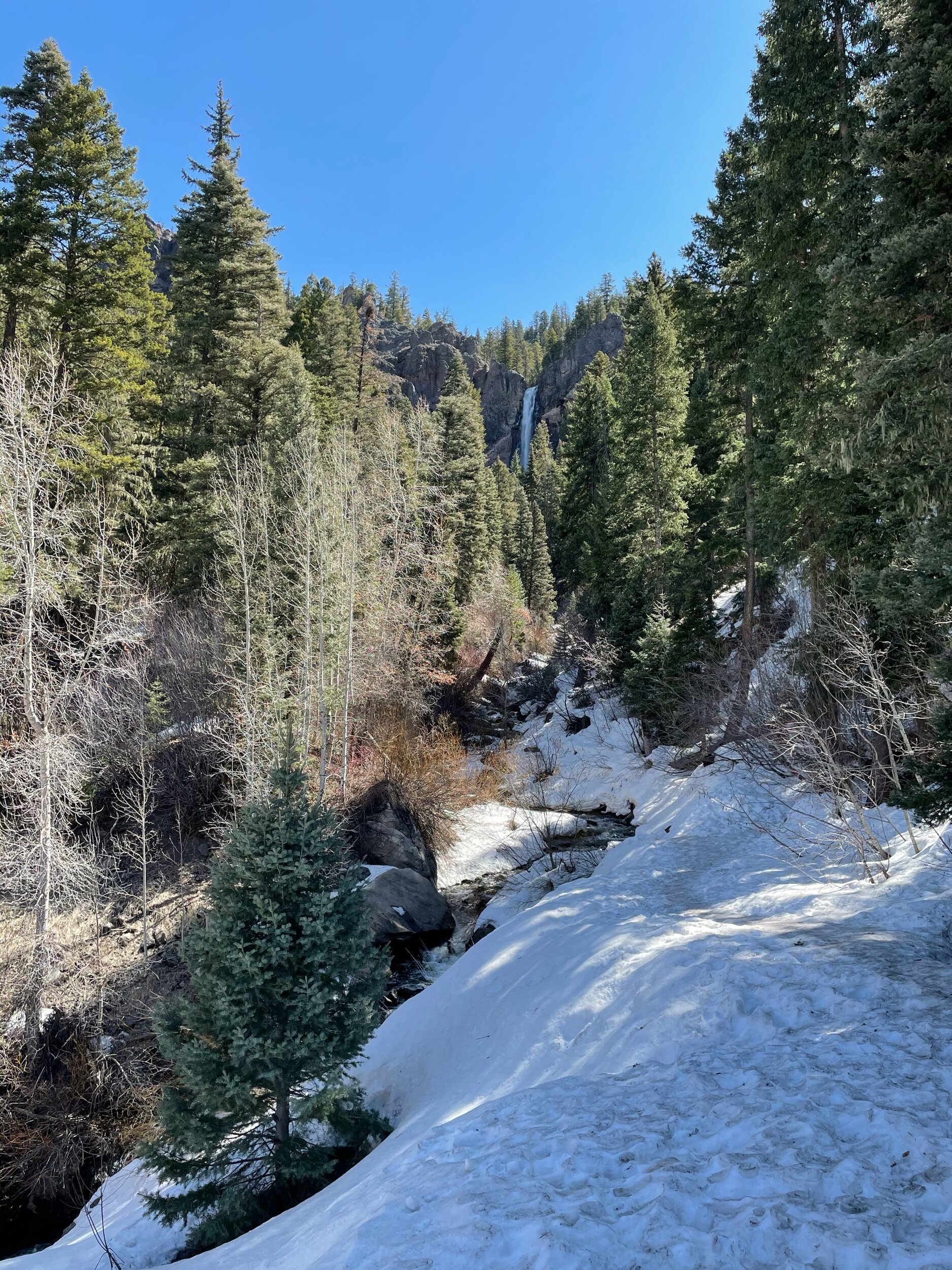 Snow melt waterfall