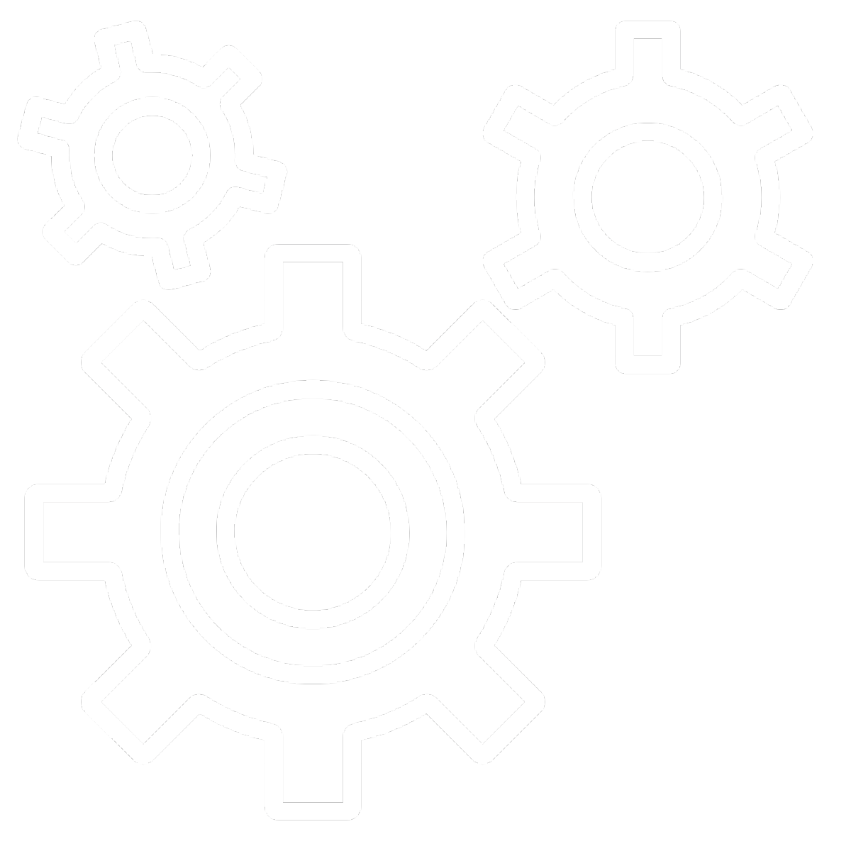 icon of 3 interlocking gears to suggest a customized approach