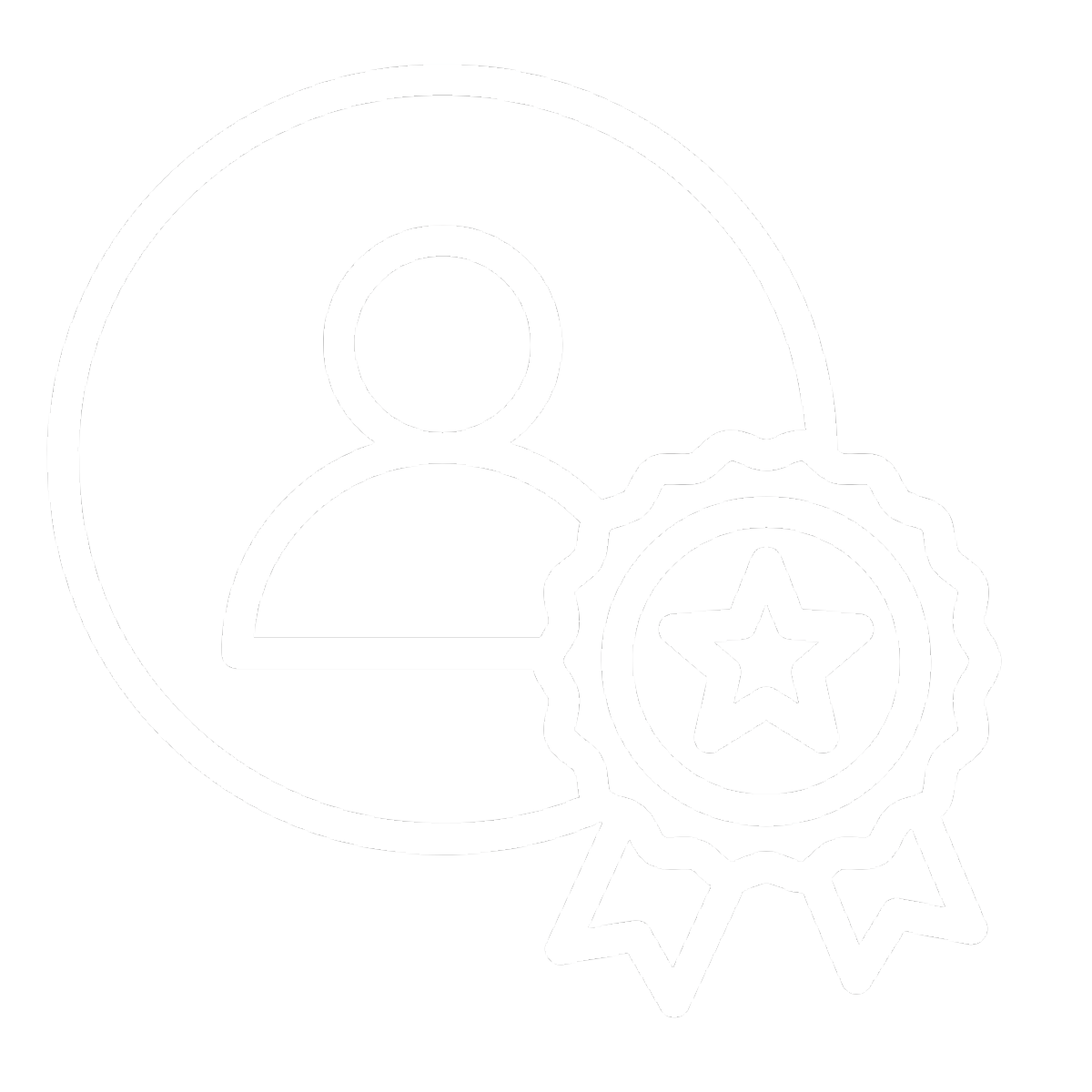 icon of person icon with star ribbon to denote expertise and experience