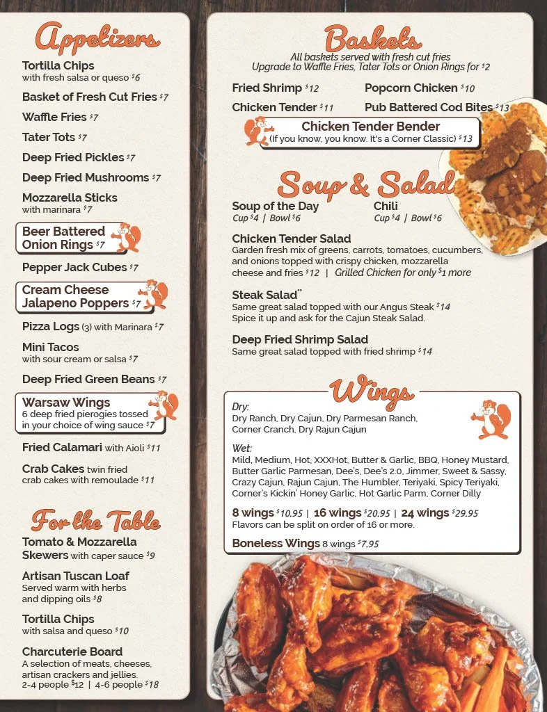 Menu Order Online — The Corner Bar & Grillz