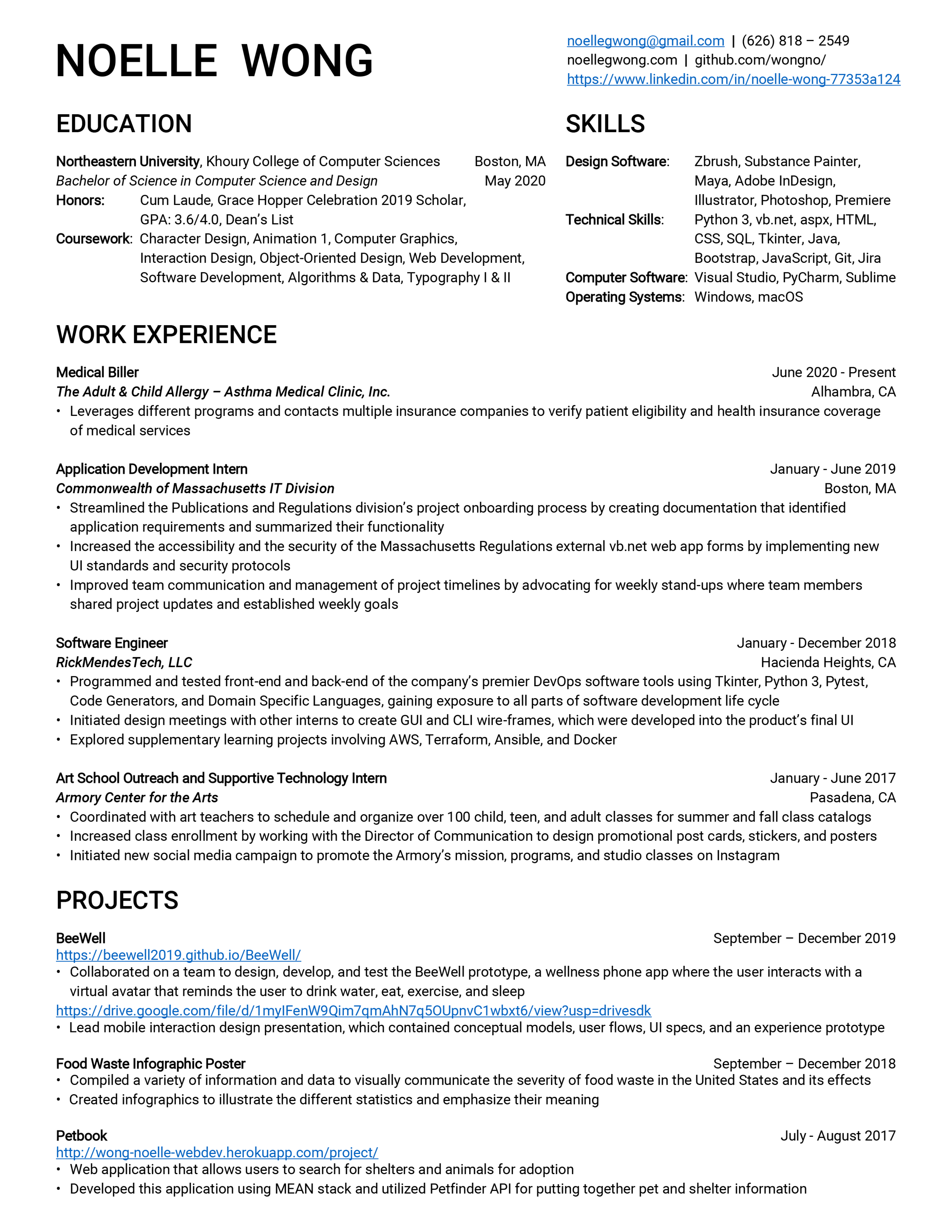 Resume — NOELLE WONG