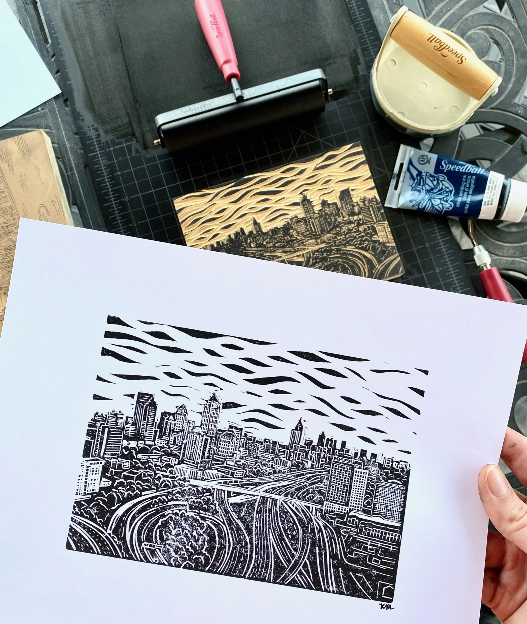 Tokyo, Japan Linoleum Print — KatieMcKDesigns