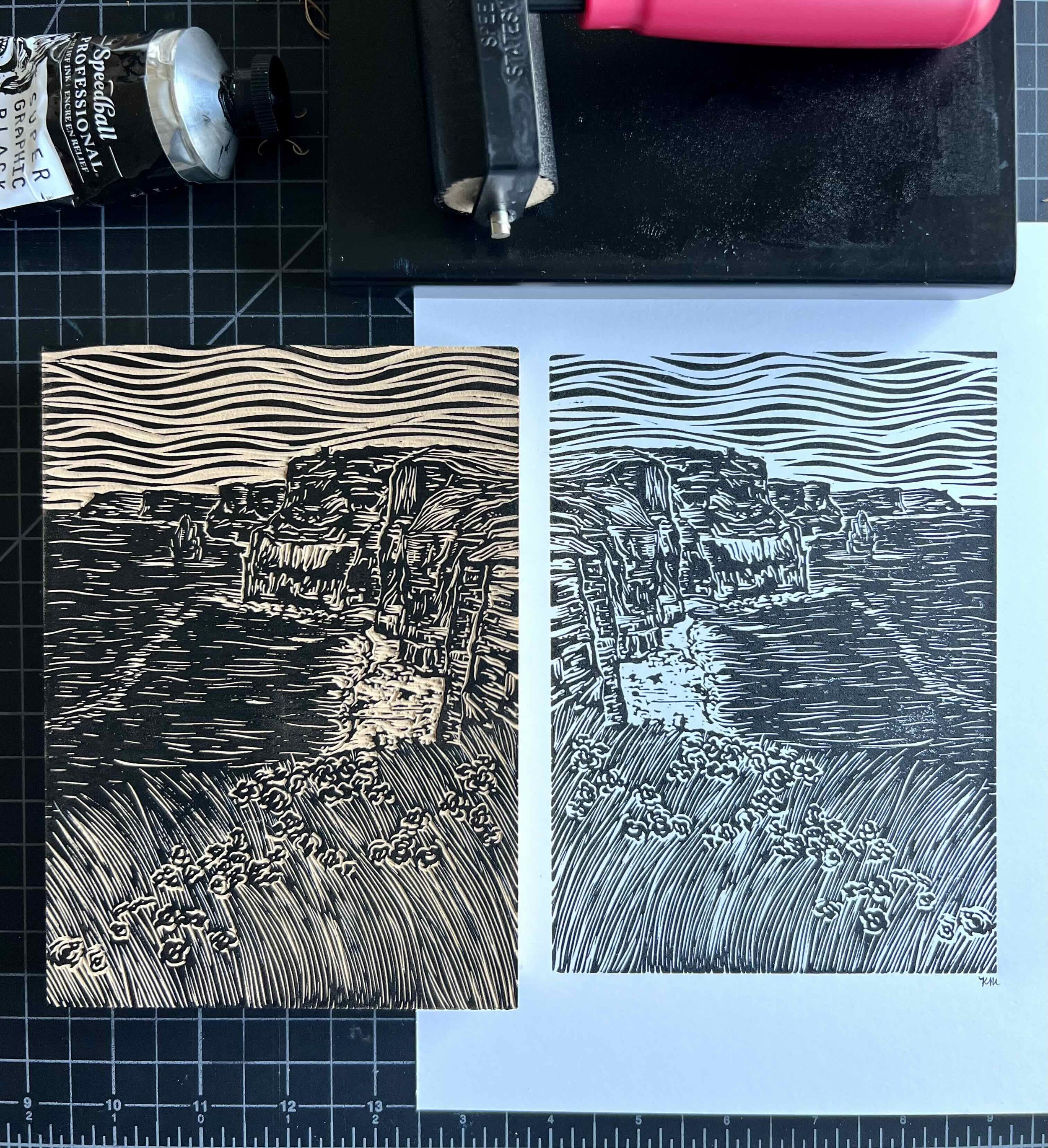 Galway, Ireland Cliffs of Moher Linoleum Print