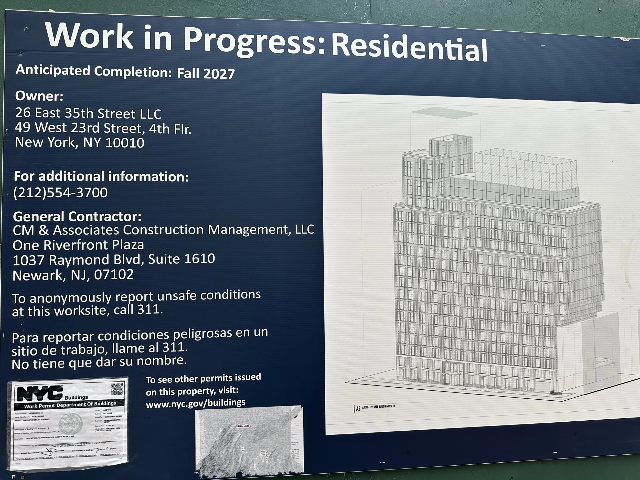 26 E. 35th Street, NY, NY