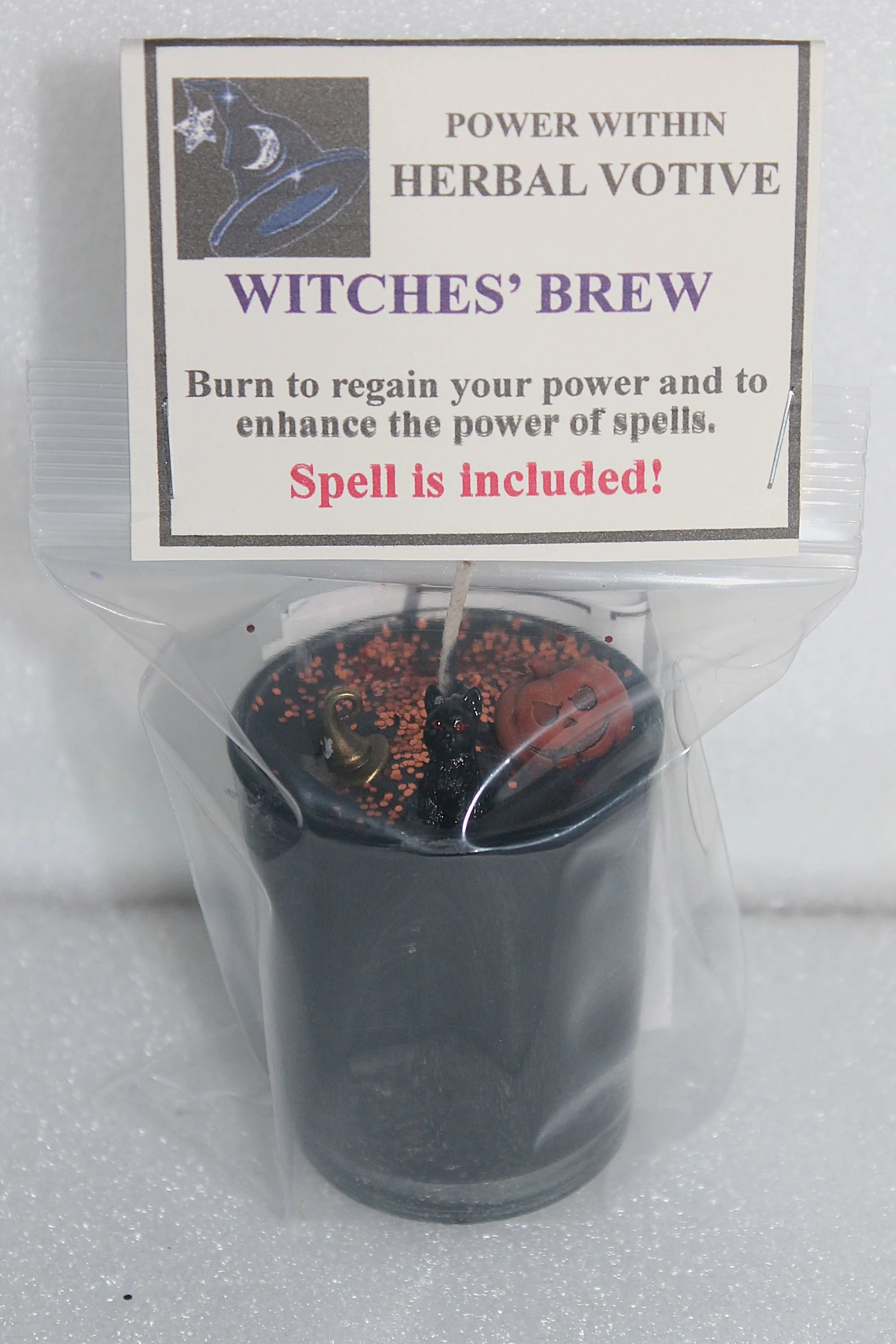 Witches Brew Halloween Candle, Black Cat, Witch Hat, Jack-o-Lantern, Herbal Soy Candle
