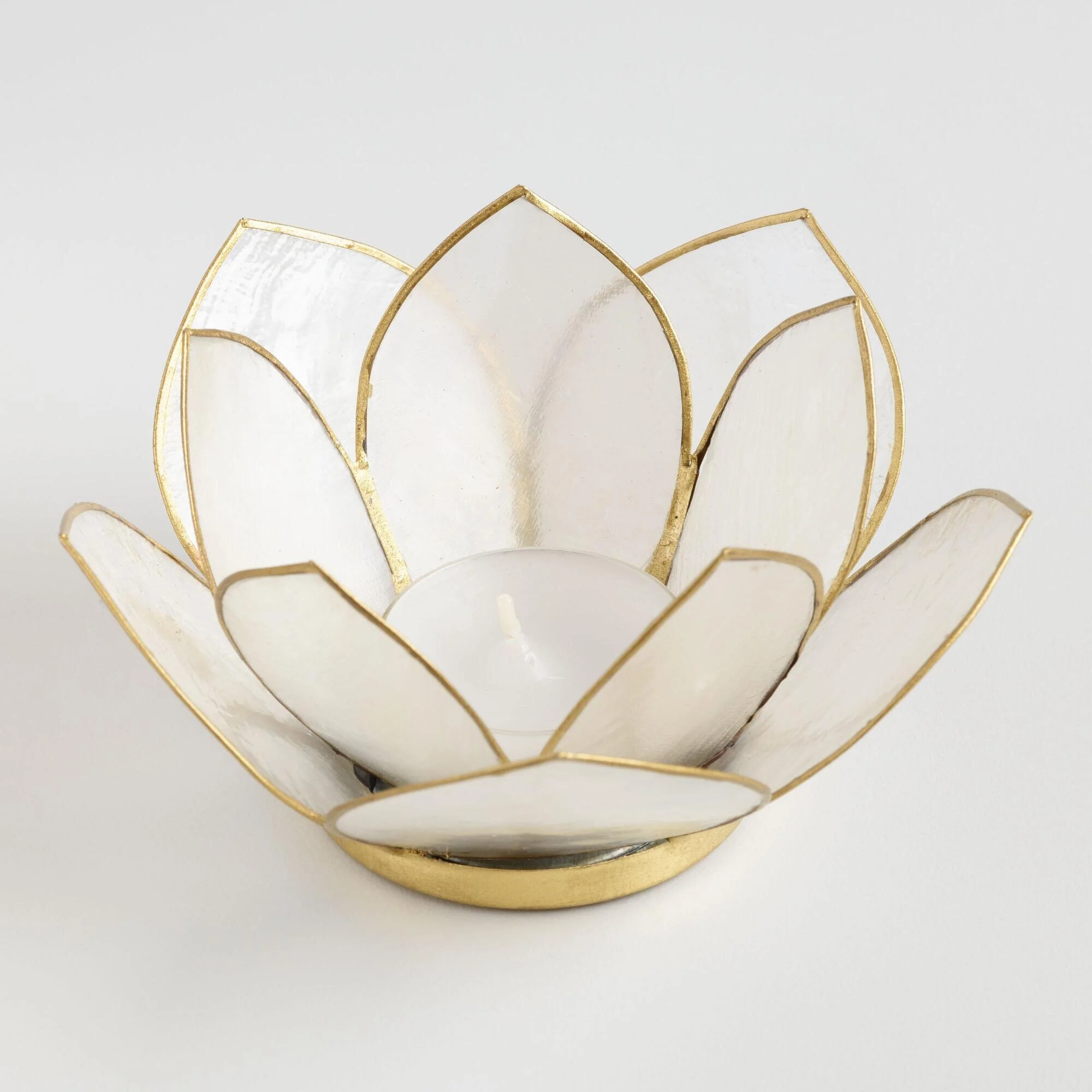 10 Petal Lotus Capiz Tealight Candleholder