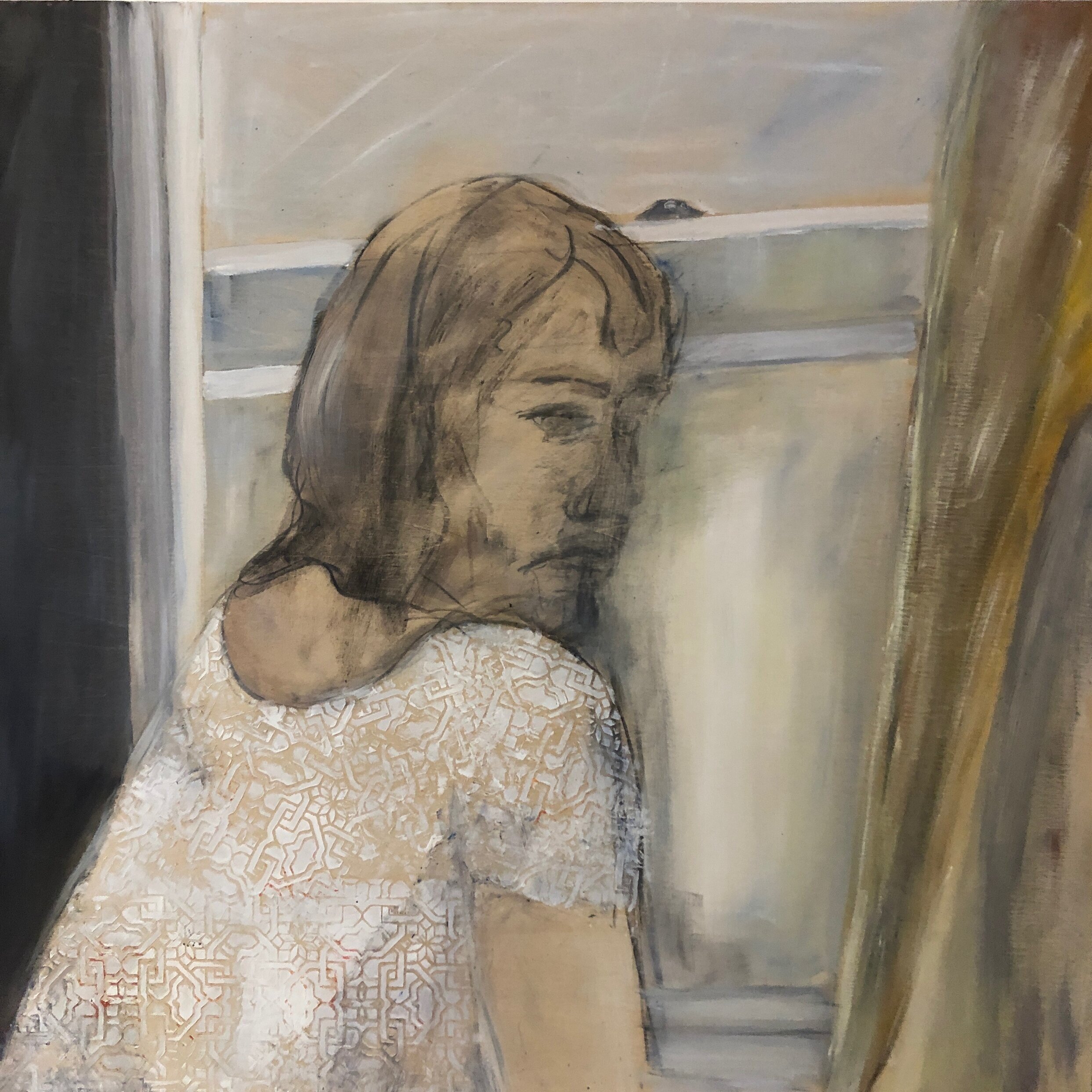 #6. your true self and anything- 24x 24
encaustic, cradled birchwood panel