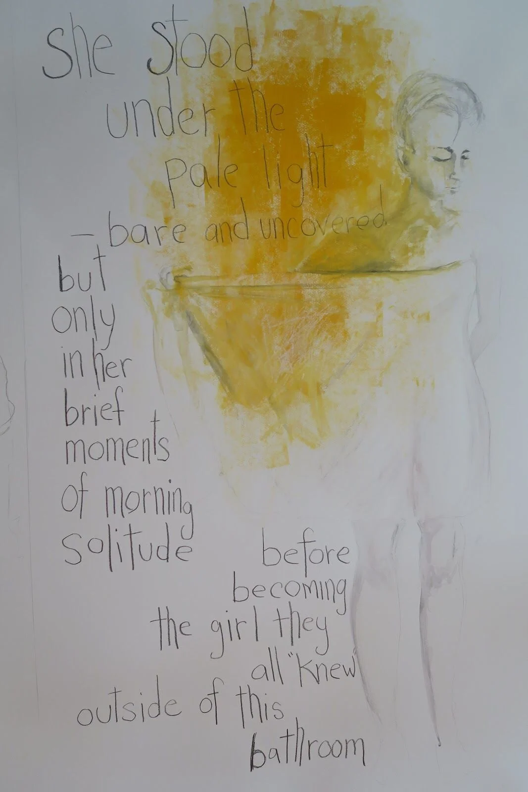 uncovered
 graphite and gouache on paper 50"x29"