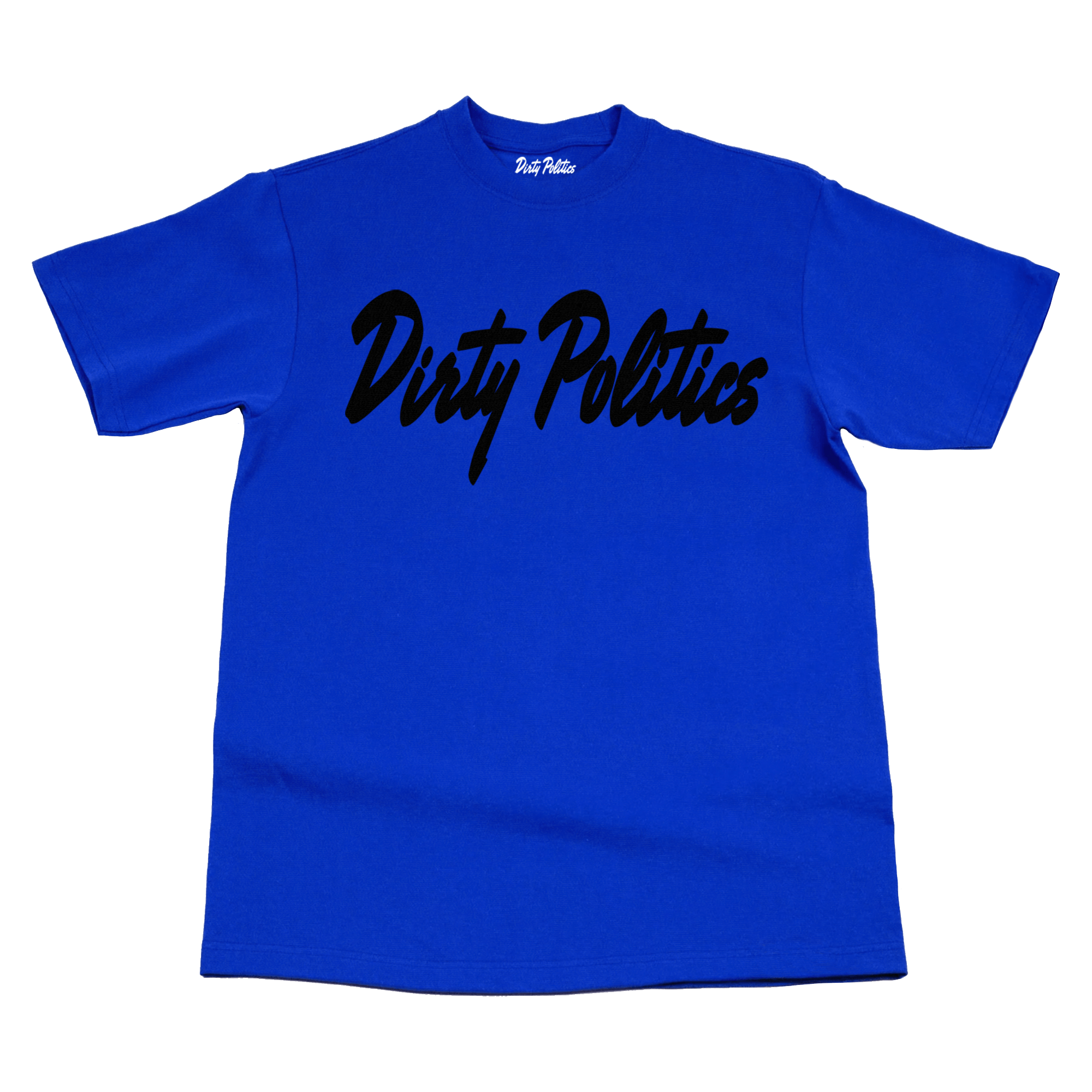 royal blue black and white graphic tee
