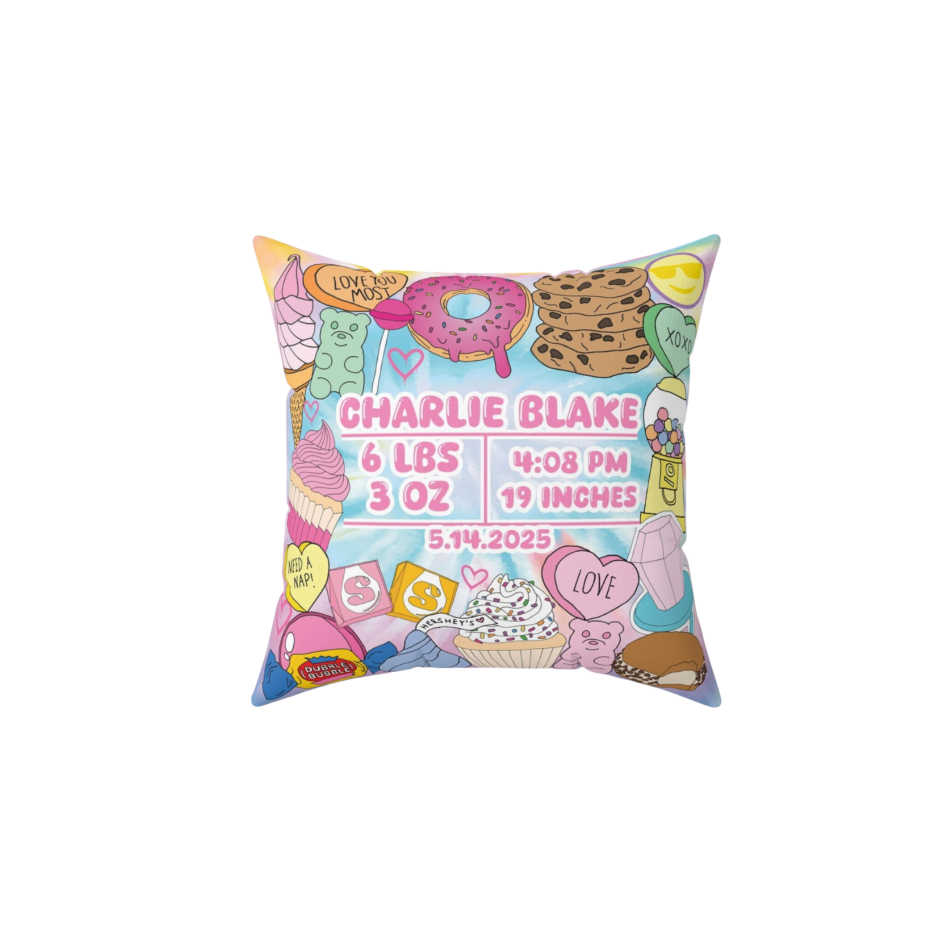 Favorite Things Baby Stats Pillow