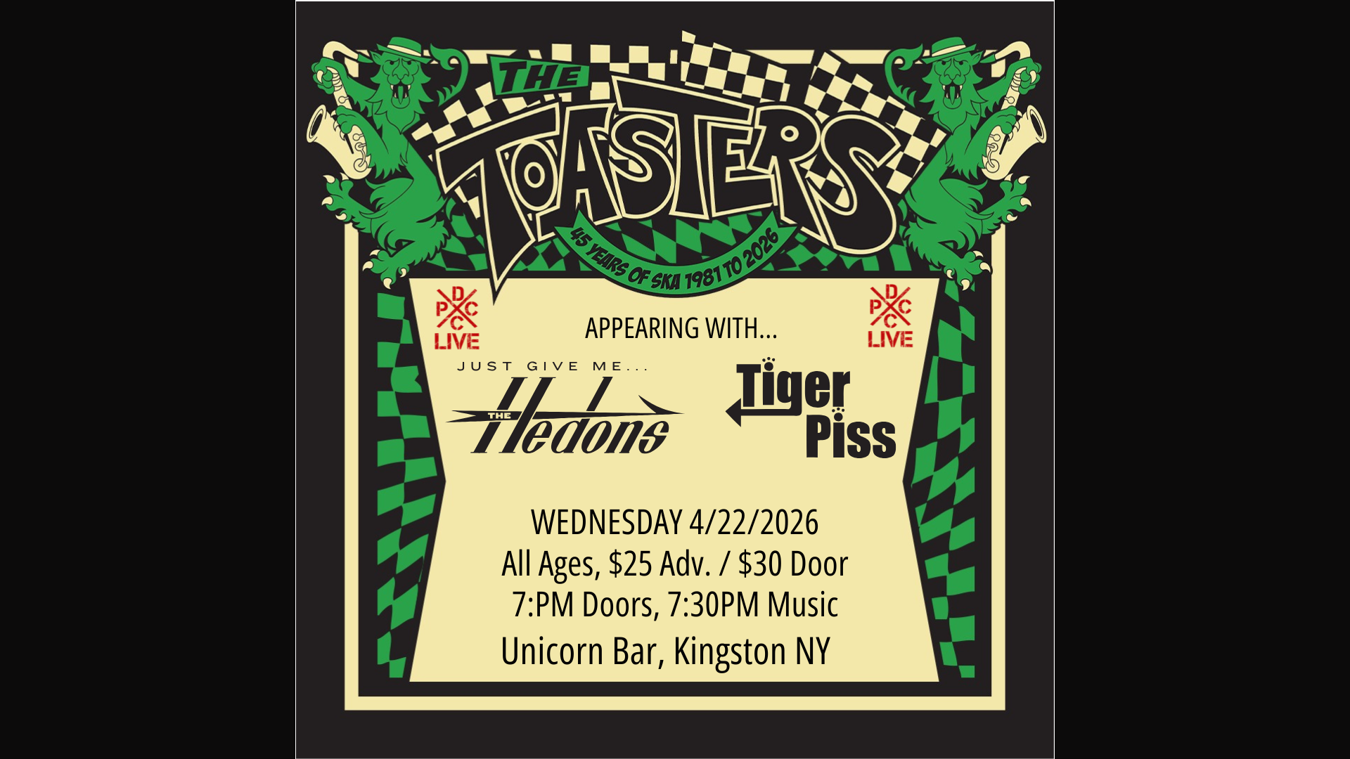 DCxPC Live Presents: The Toasters, Tiger Piss, and The Hedons