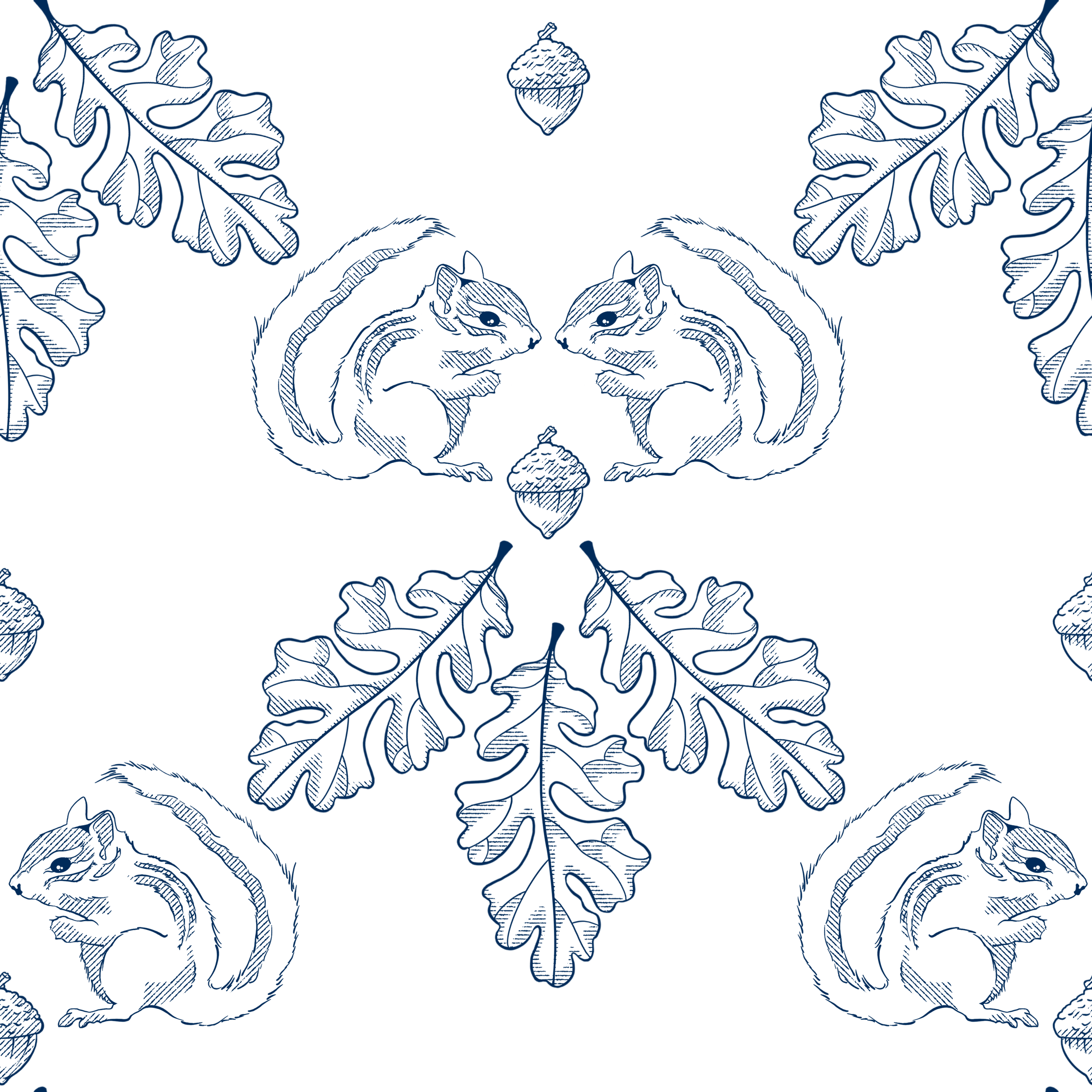 Chipmunk Toile in Dark Blue