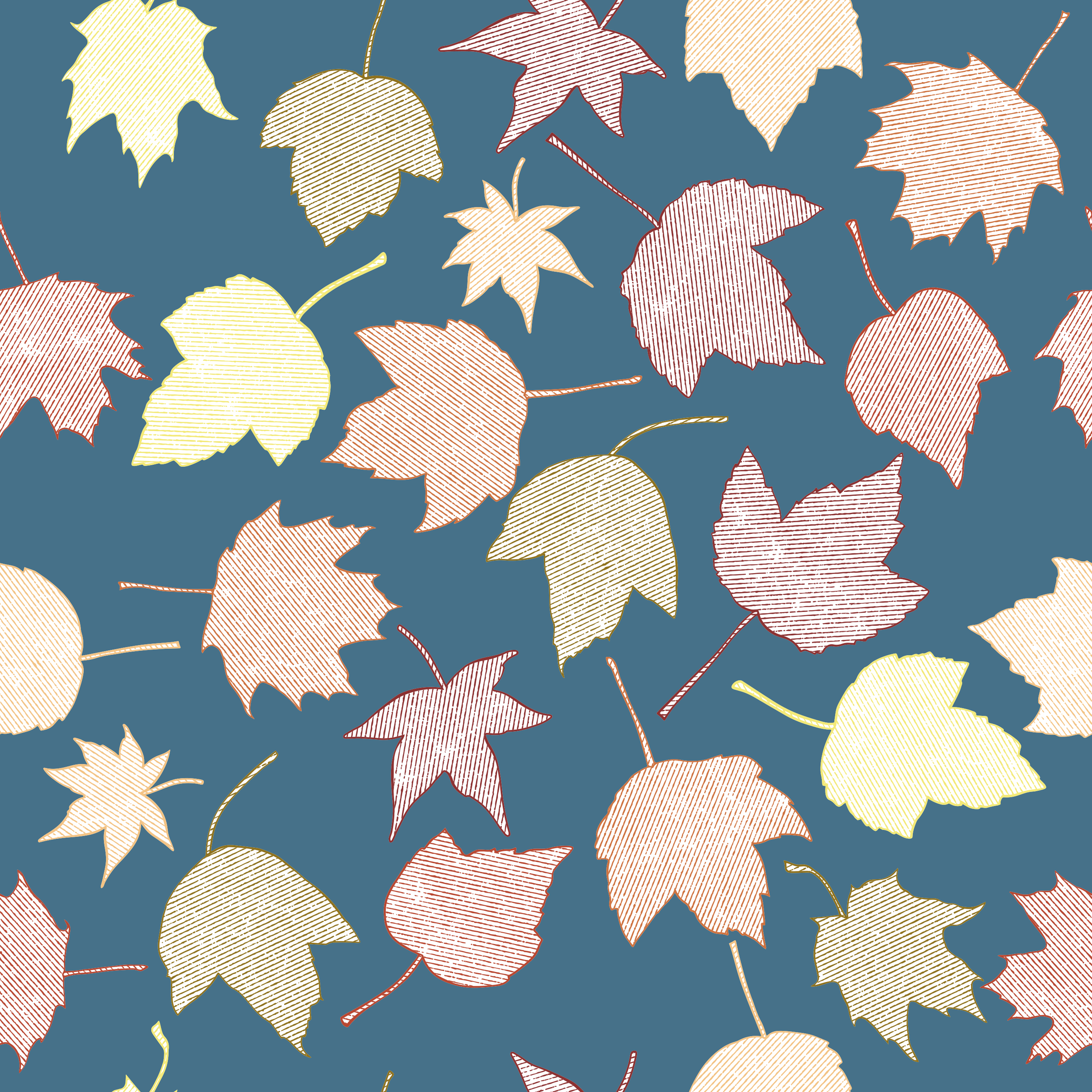 Autumn Leaves on Blue