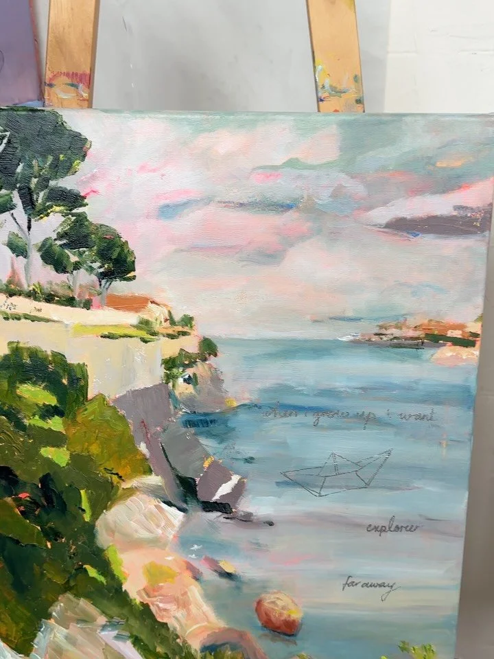 Hiding some messages in the water and sky ♡ 
To be blurred and hidden but always embedded ☆ 
When i grow up&hellip; i want &hellip;.an explorer&hellip; far away &hellip; places
older.. wiser &hellip; always a kid

#newwork #contemparyart #hopesanddre