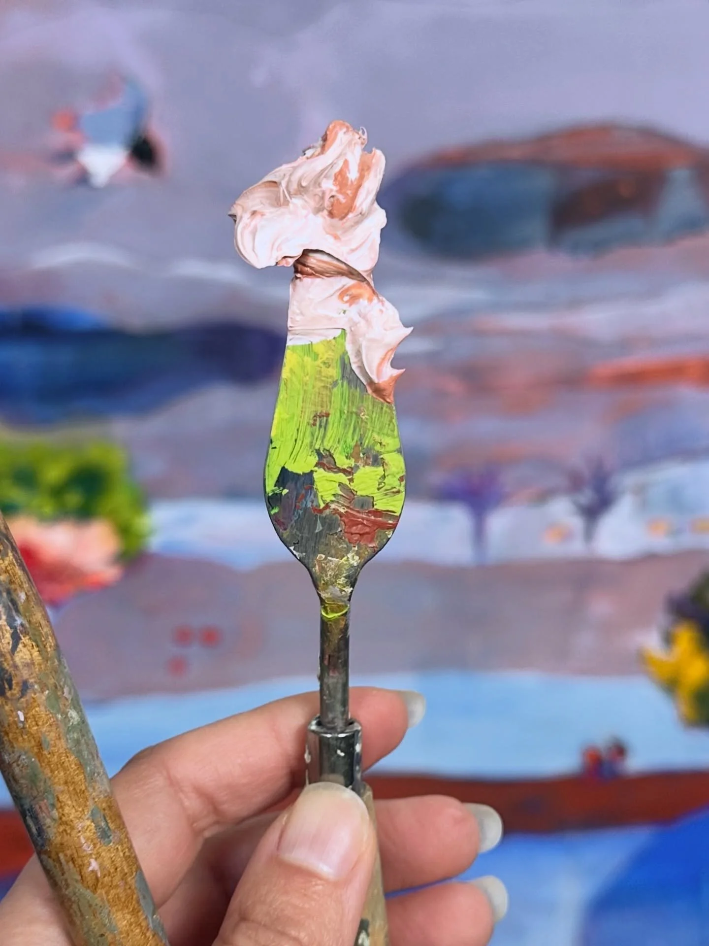 On my palette ✨ on my easel ✨ 
#artiststudio #kunstatelier #newwork #artgallery #artforthesoul