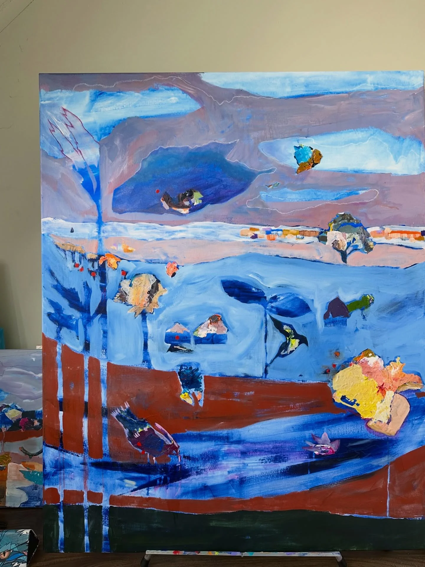 The last dream you had.. the one that was curious and simple, calm and interesting, that one ✨ 
I like how this painting feels more like a dreamscape than a landscape. #wip but will proceed with caution and try to preserve this feeling ☺️
#artforthes