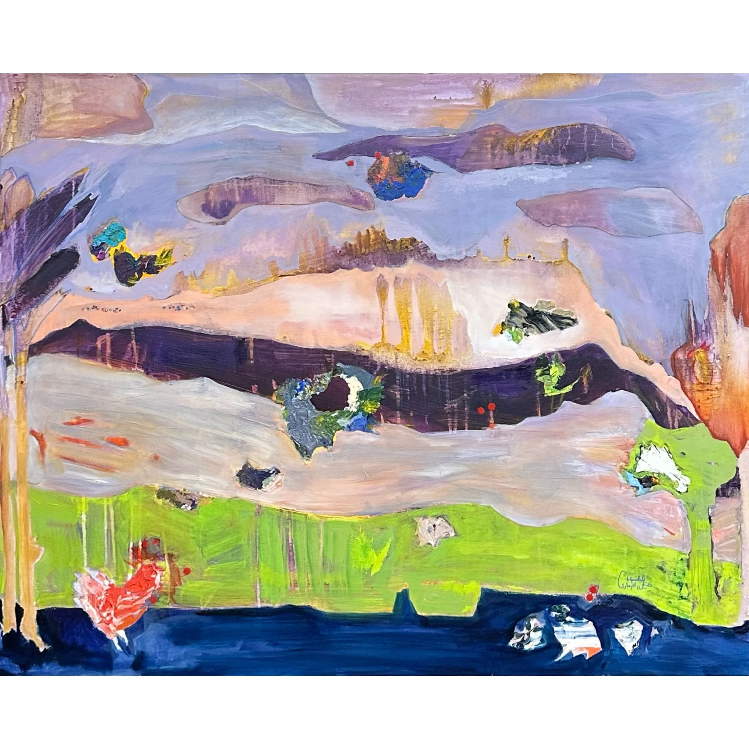 Castles in the Sky- Oils, Acrylics, Pastel and Collage- 100x80cm 