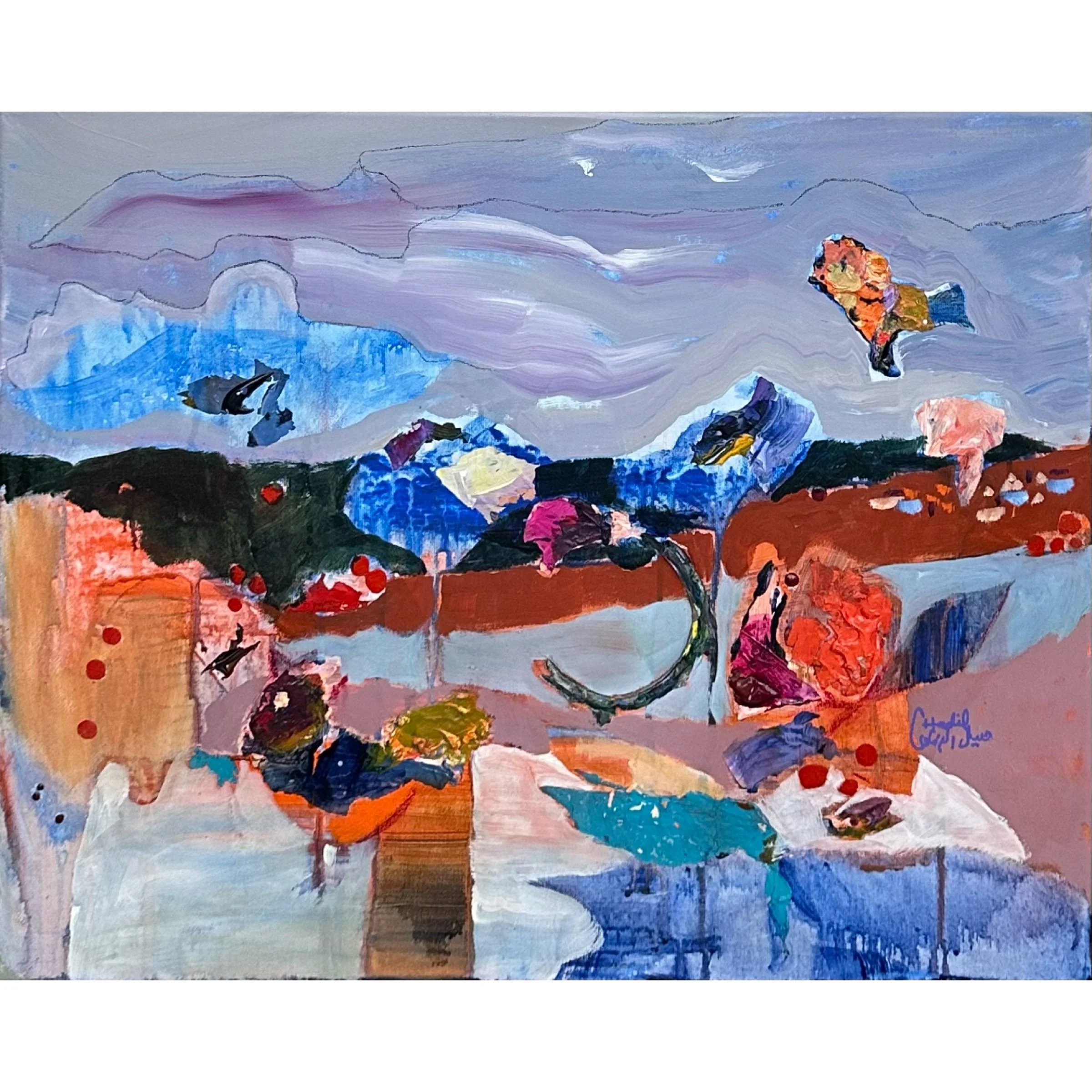 Almost Full Circle- Oils, Acrylics, Pastel and Collage- 50x40cm