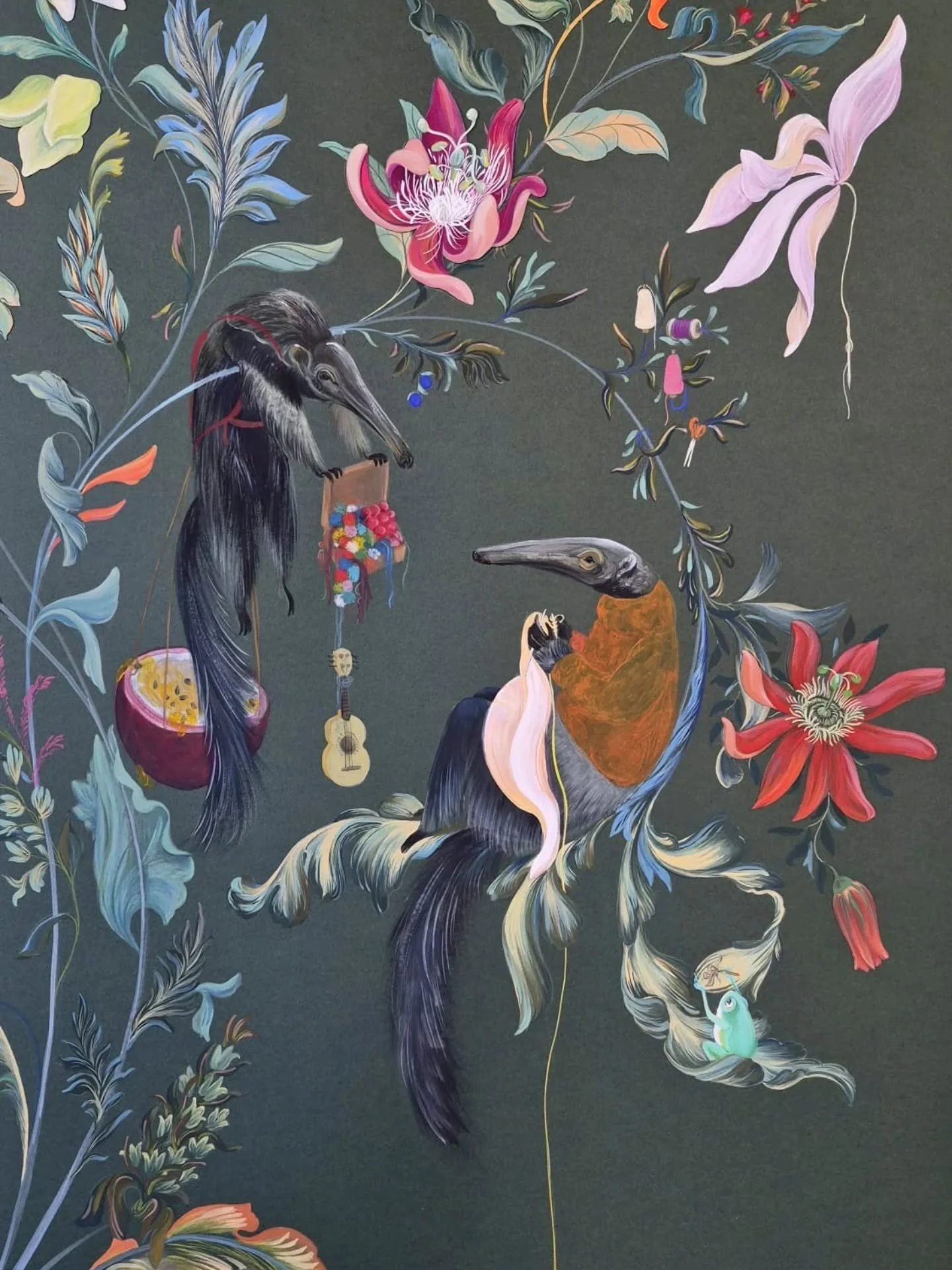 A close up of 'Passion', gouache on card.

I painted this piece at a complicated time &amp; felt very protective of it, as it was something that felt truly me. But now it is time for it to be free!