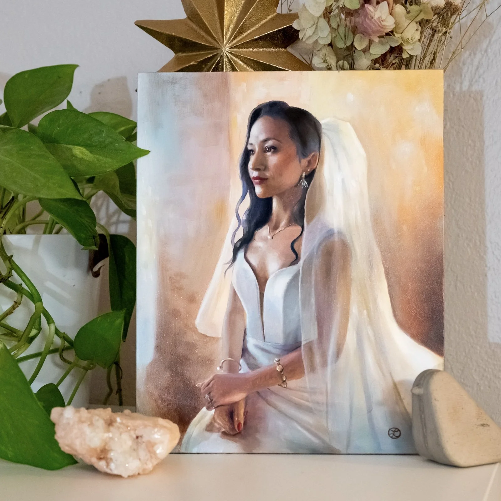 Bridal portrait 8x10" Oil painting on masonite board
