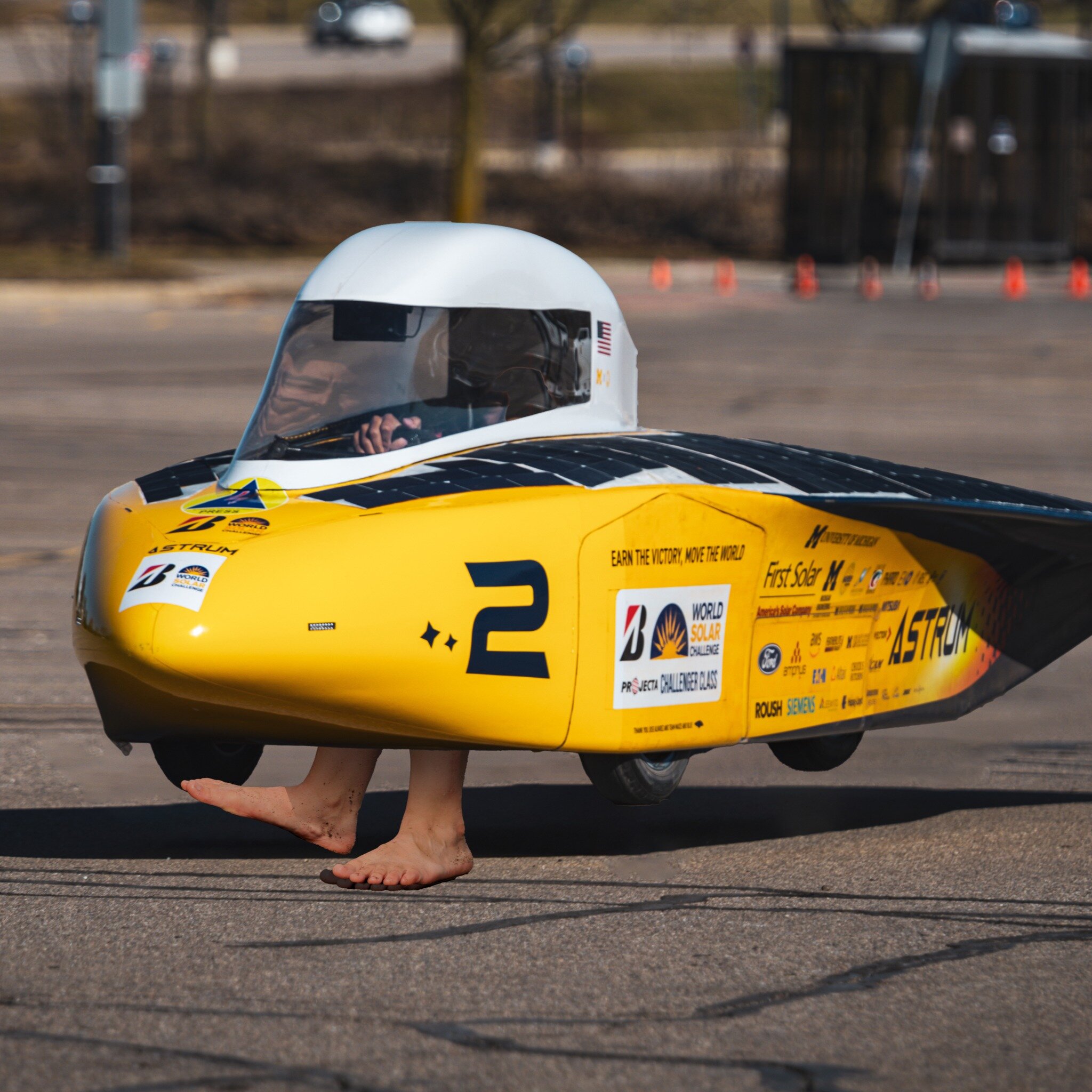 We have a confession to make... our solar cars are not powered by the sun, but by the raw power of our team members! Every race, we put our drivers through our rigorous training program in order to allow them to shuffle up to 80mph while inside the v