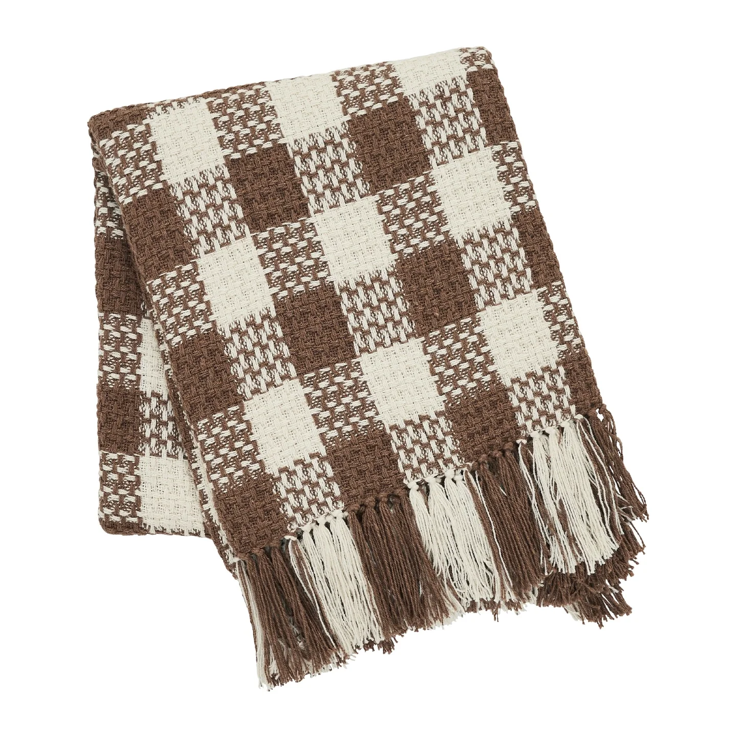 Cocoa Brown Gingham Throw Blanket