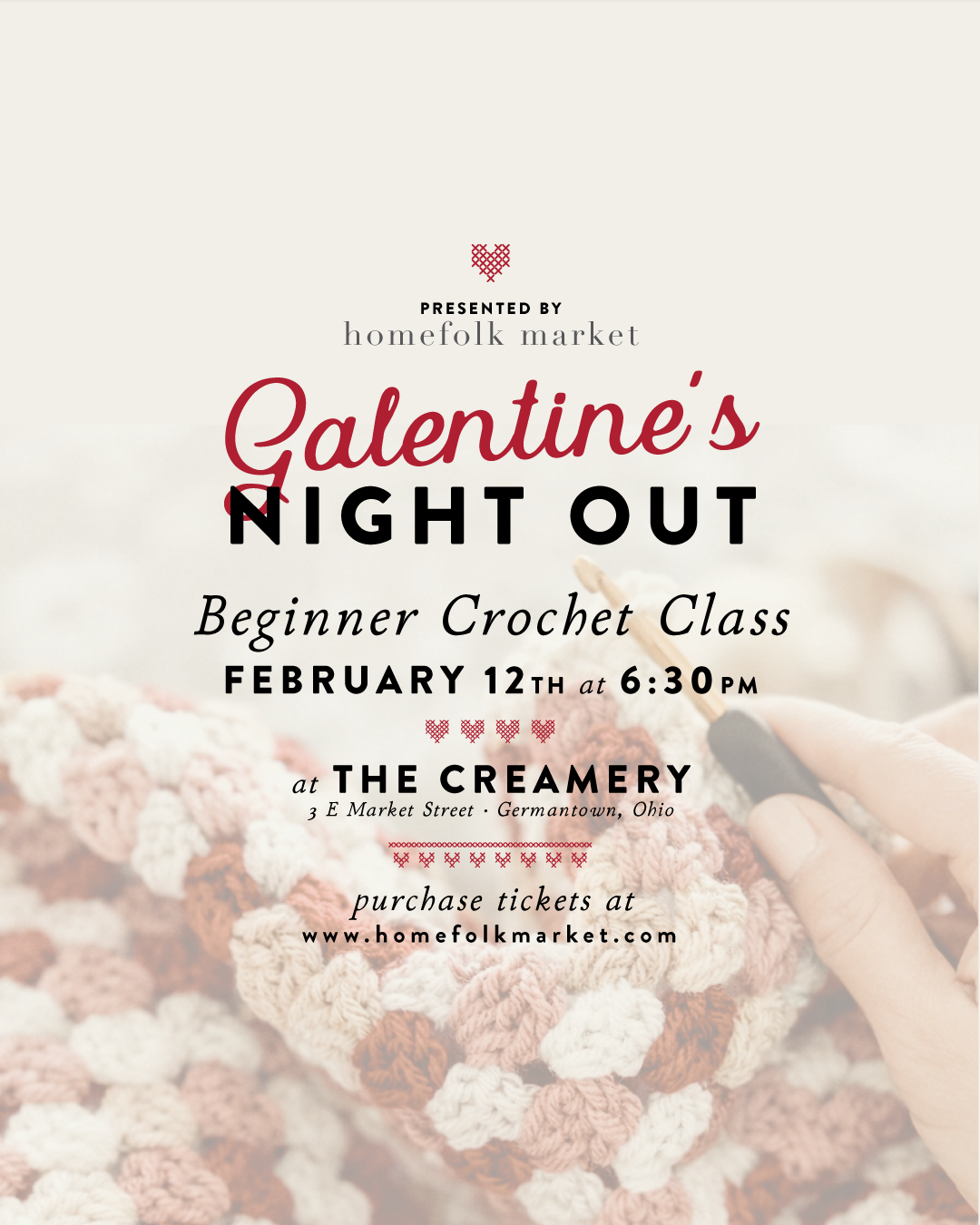 Galentine's Night Out: Beginner Crochet Class