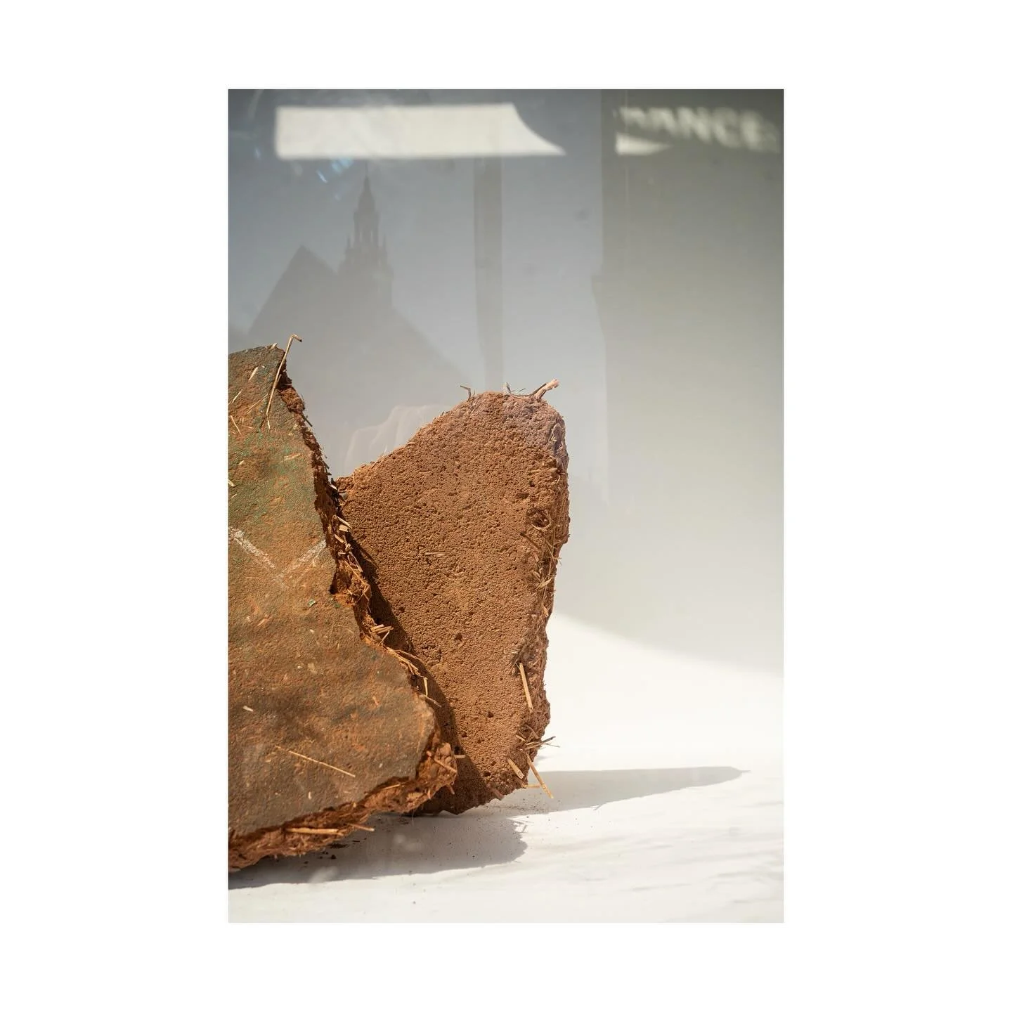 Clay as a recorder of human behaviour in three ways:

(1/3) A chunk of clay stage from the @tara_theatre in London. Used for eight years and removed in December 2024, the clay holds the impact and wear of the hundreds of actors and dancers that perfo