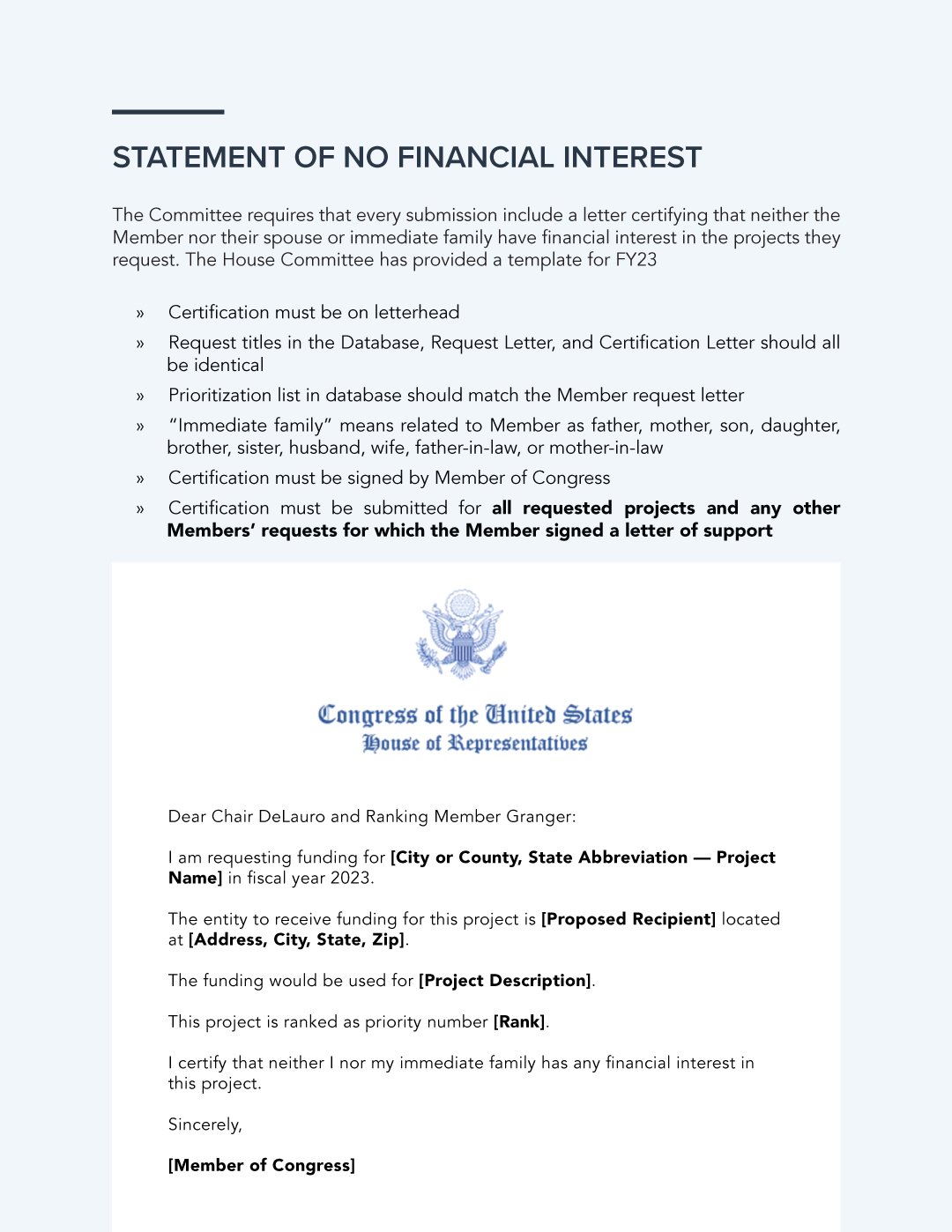 Statement of No Financial Interest