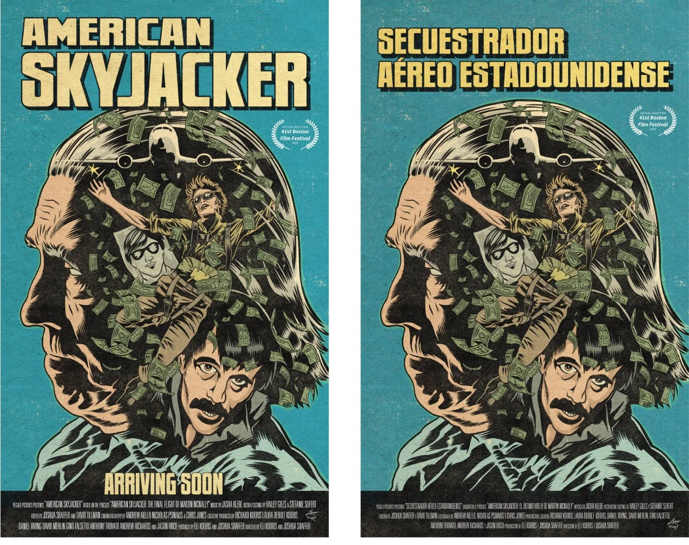 American Skyjacker poster in English and Spanish.