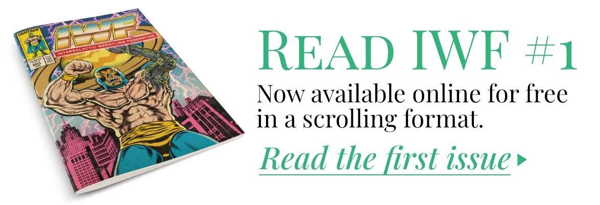 Banner showing "Read IWF #1" and urging people to read the comic online.