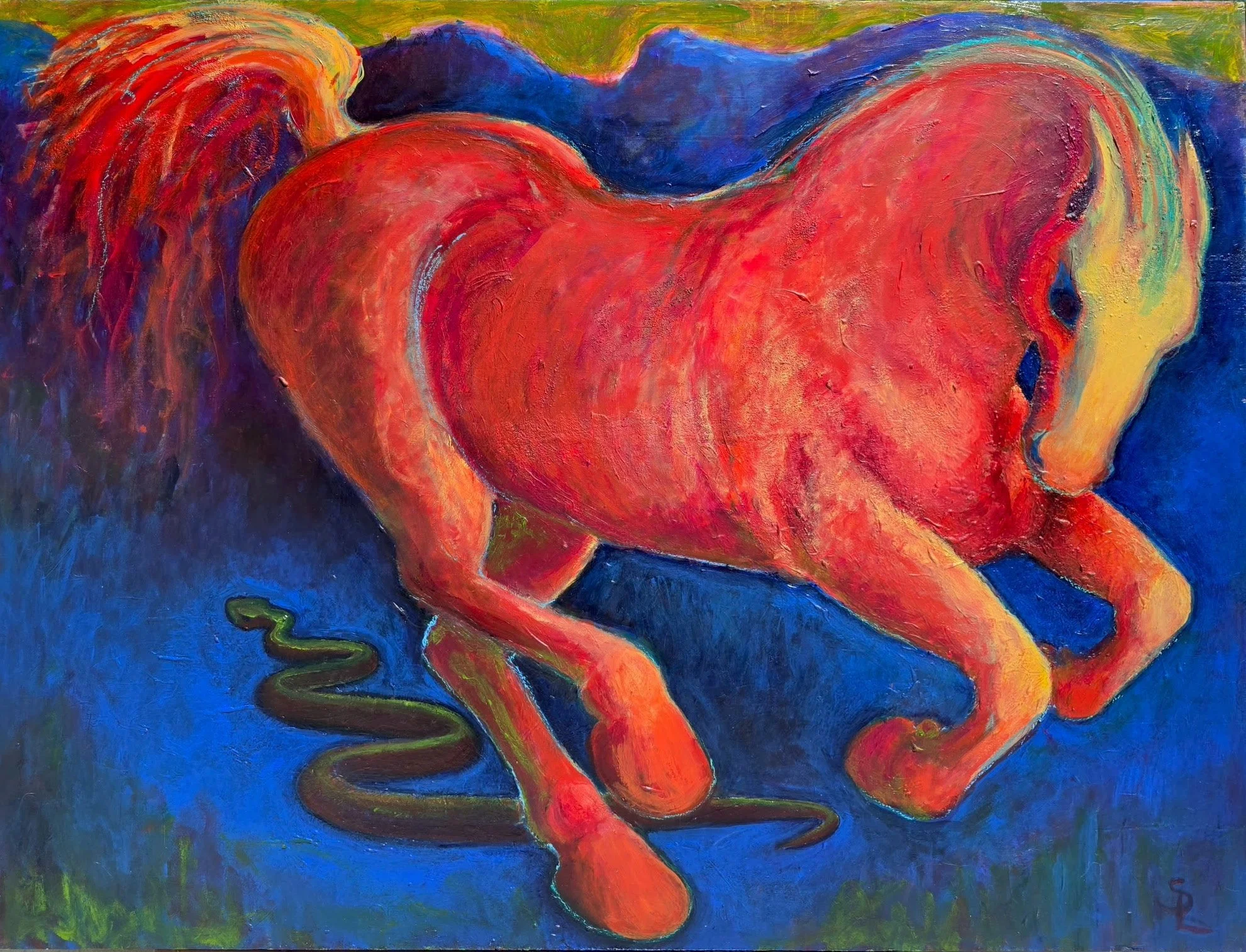 "Fire Horse" , 36" x 60". acrylic on wood panel