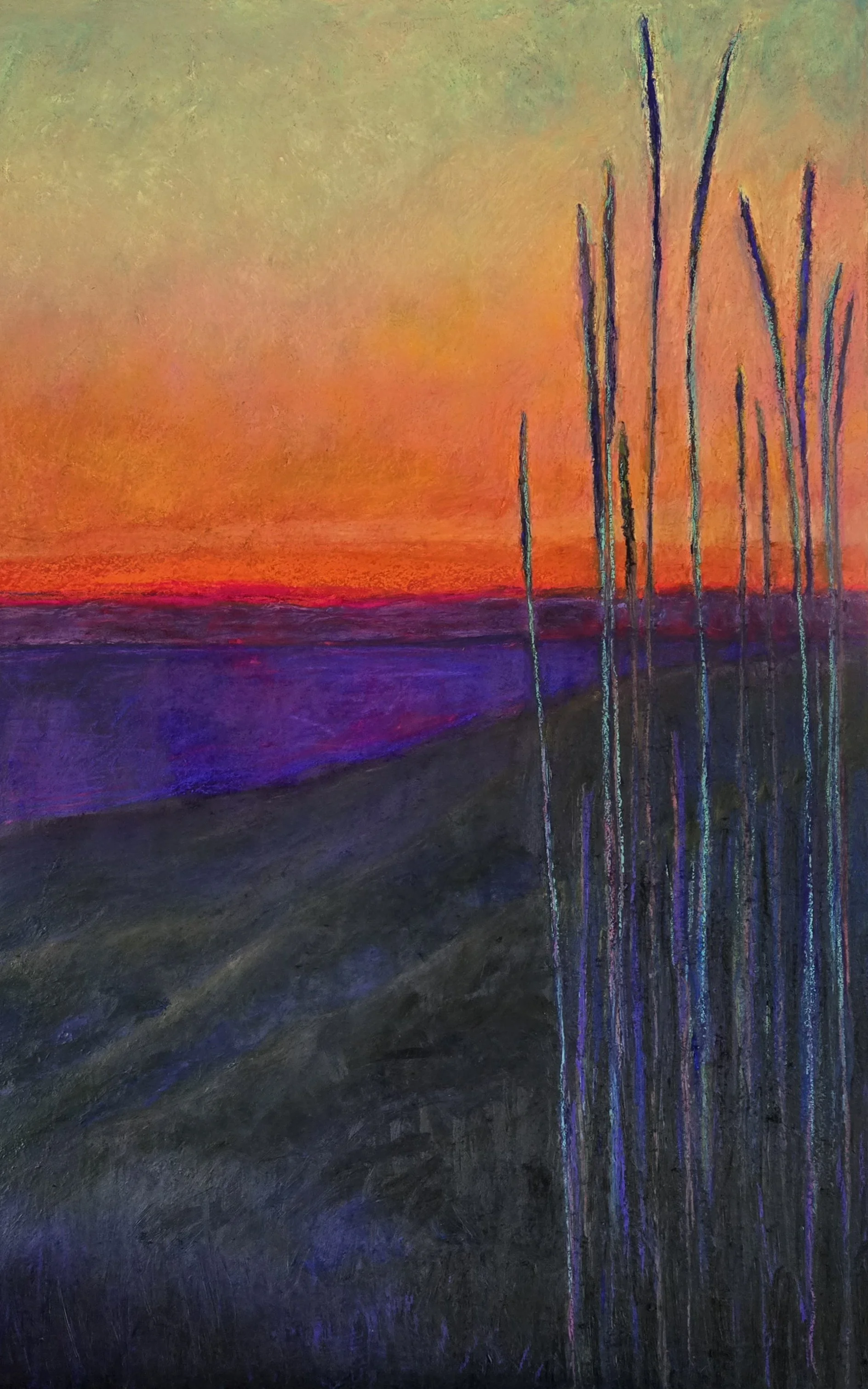 "Burn Scar: Giant Wildrye" 60" x 42" . mixed media on panel.