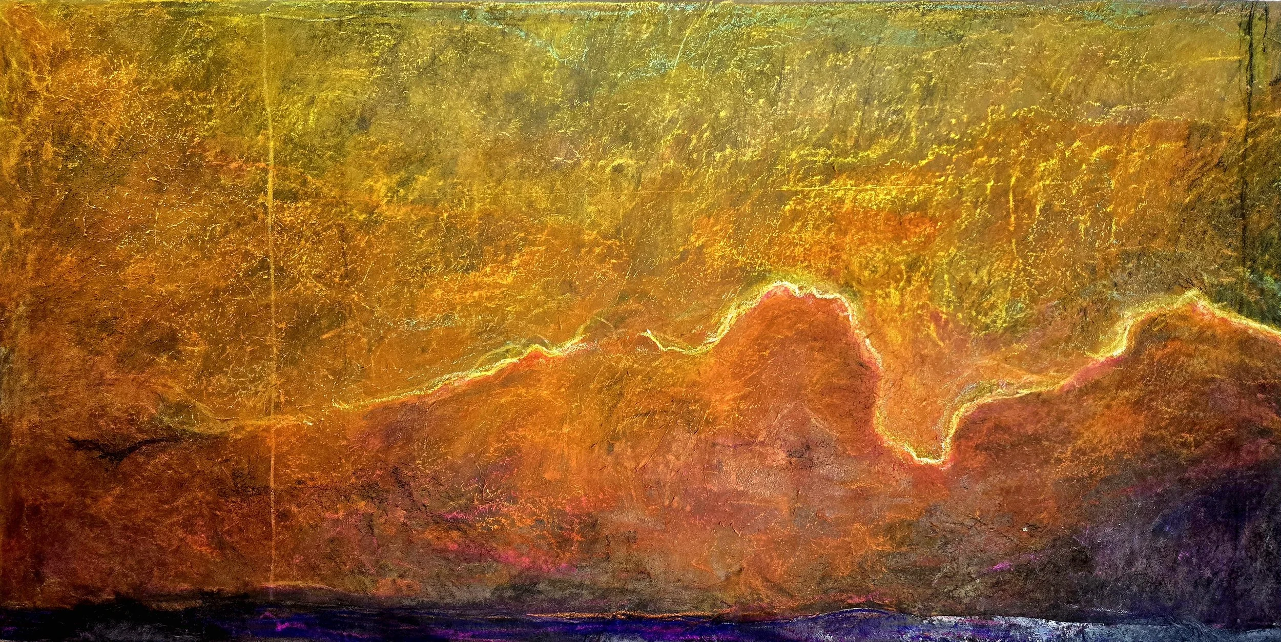 "Flight", 36" x 72", mixed media on panel.