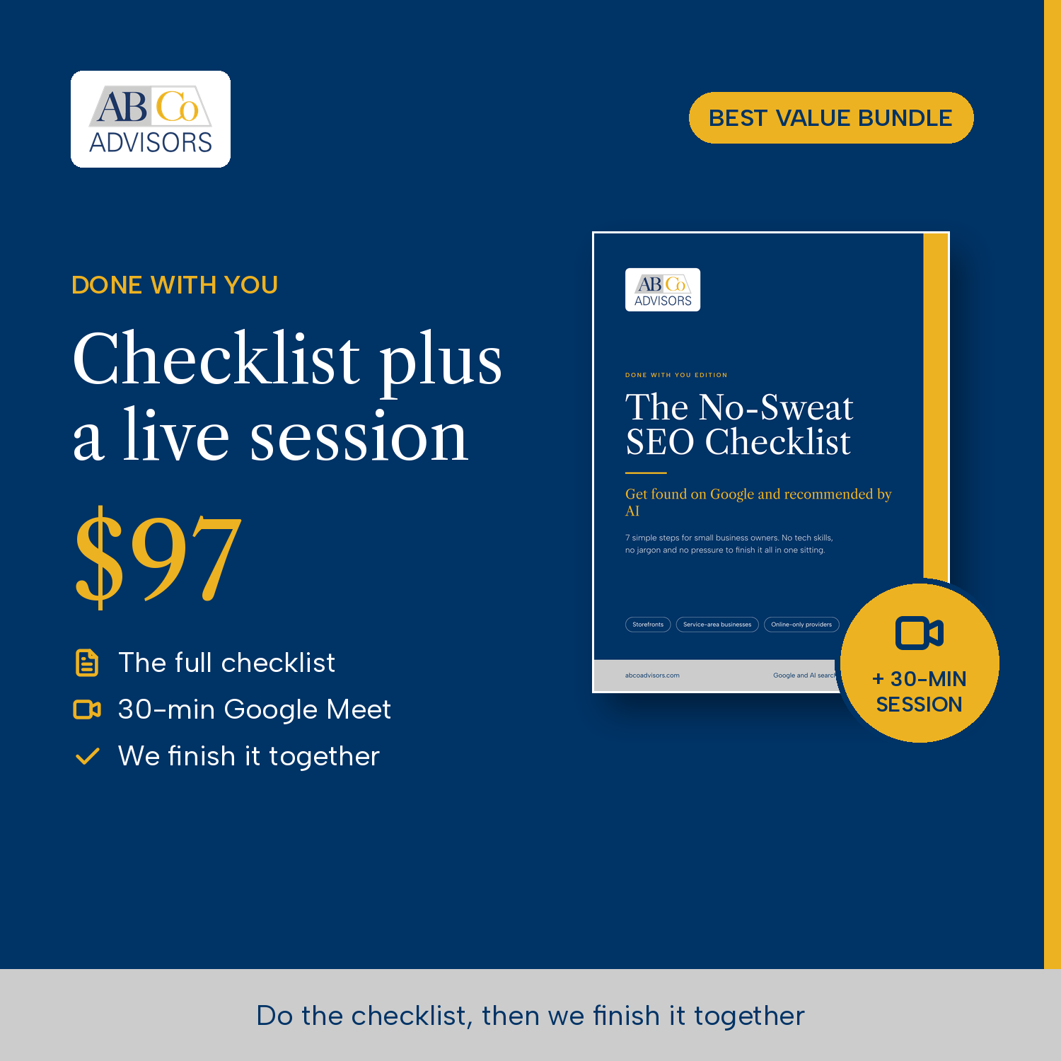 No-Sweat SEO Checklist - Done With You