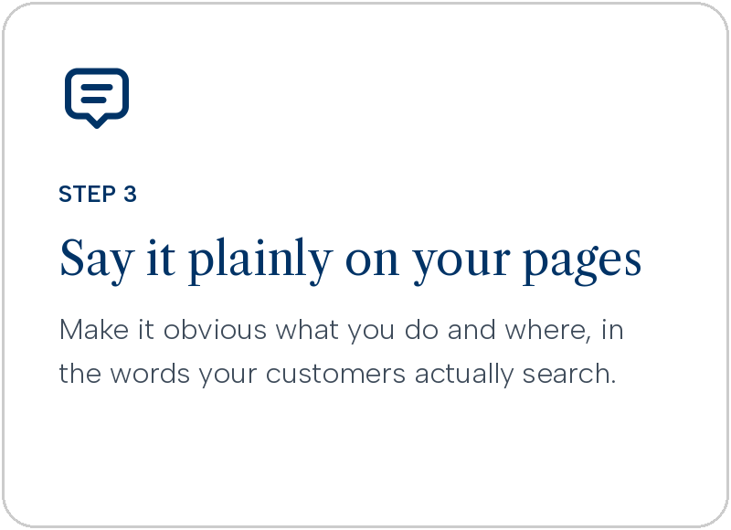 SEO Checklist Step 3 Say it plainly on your pages