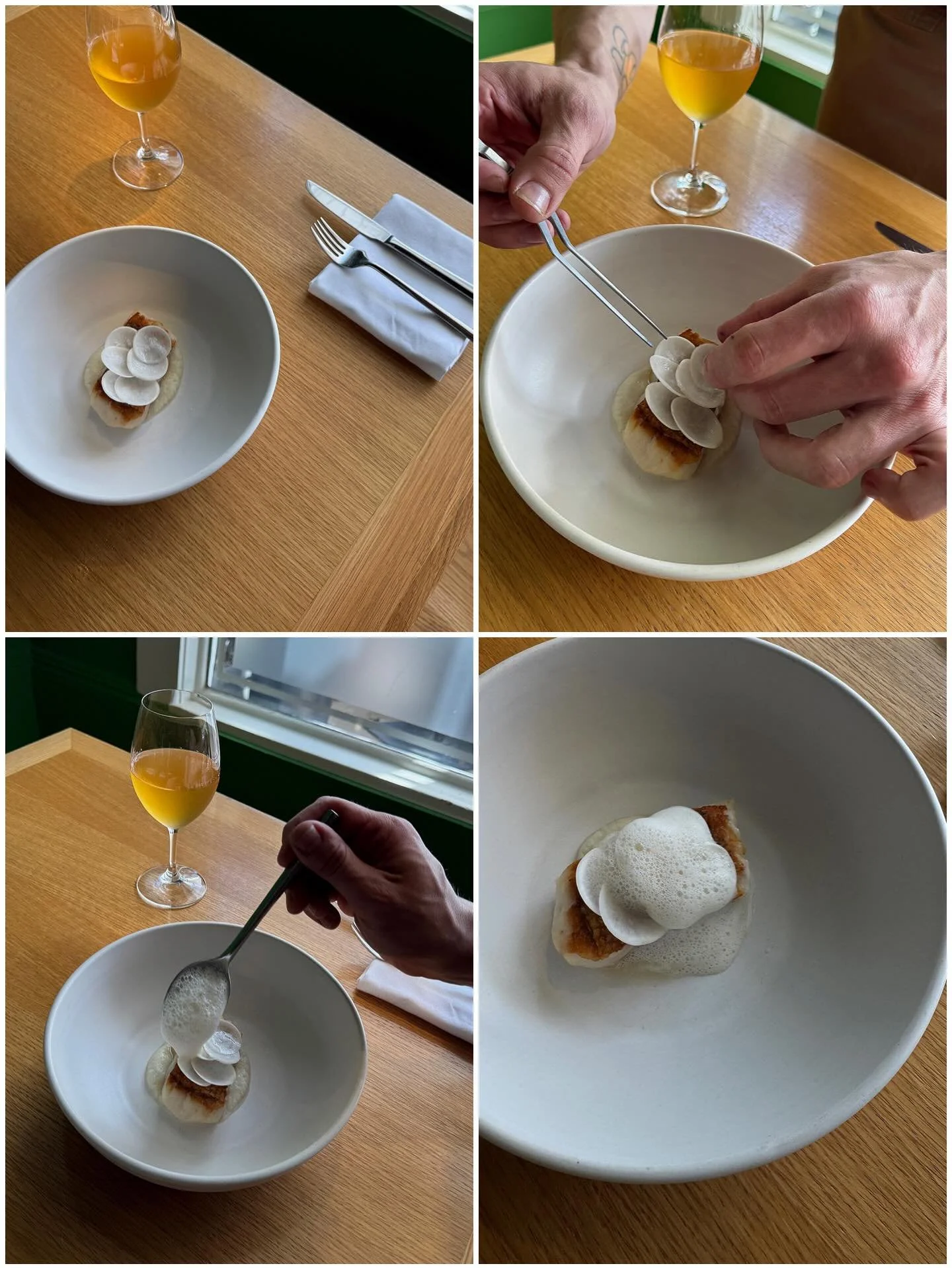 Local rockfish: gently cooked and paired with @freckerfarms turnips, sweet onion, and a quiet hit of horseradish. Now on the menu at @barlecote!